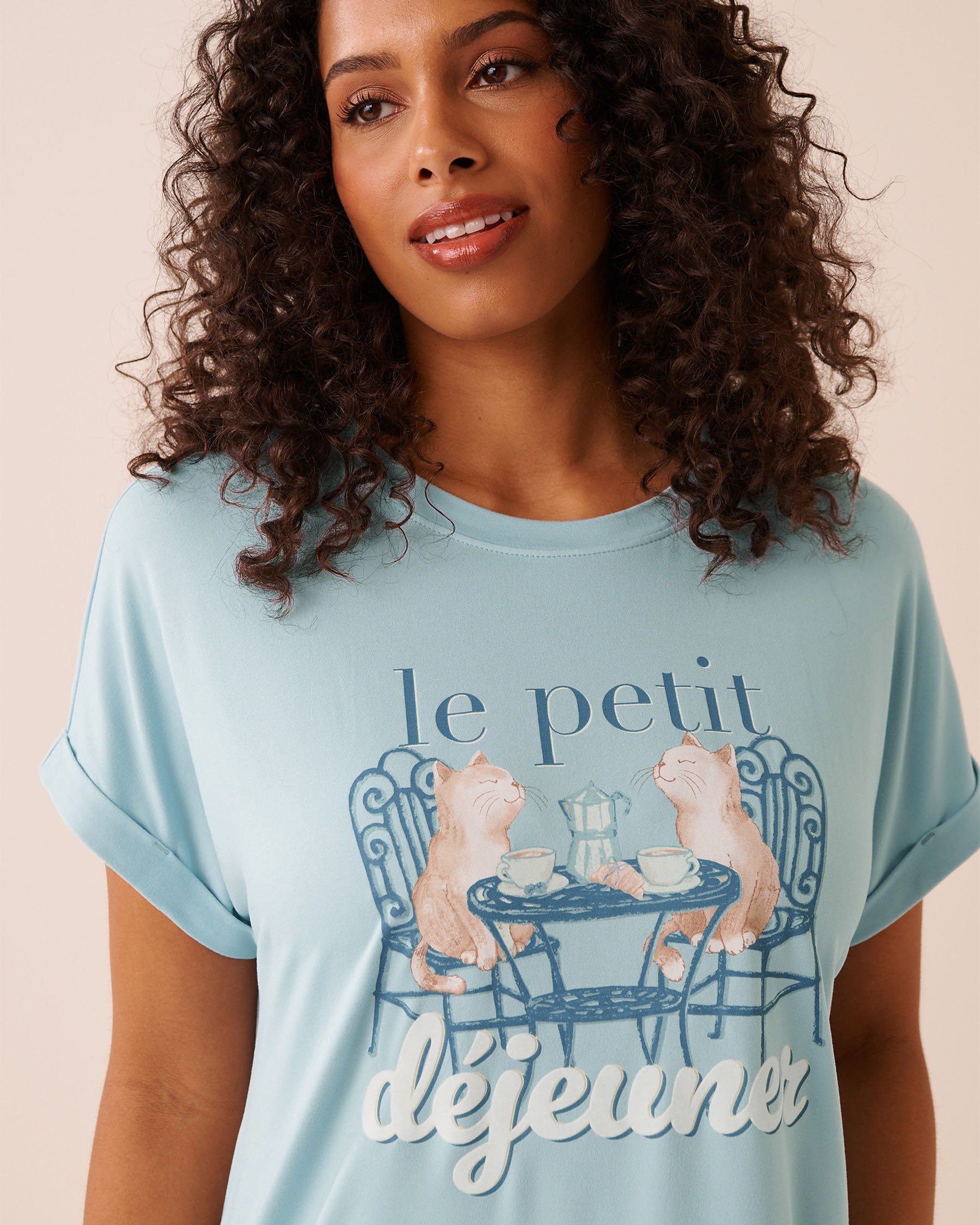 LA VIE EN ROSE Brunch Print Super Soft Sleepshirt Baby Blue 40500484 - View3