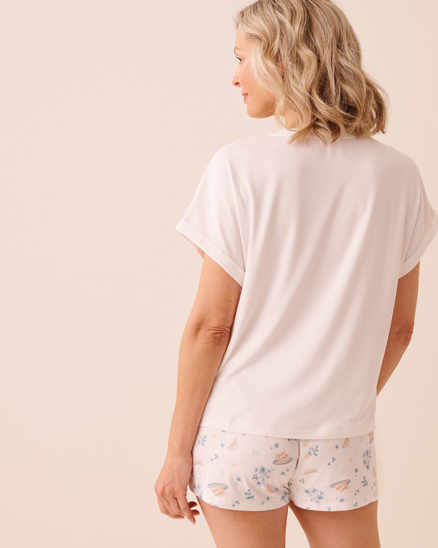 LA VIE EN ROSE Brunch Print Super Soft Short Sleeve T-shirt White 40100845 - View2