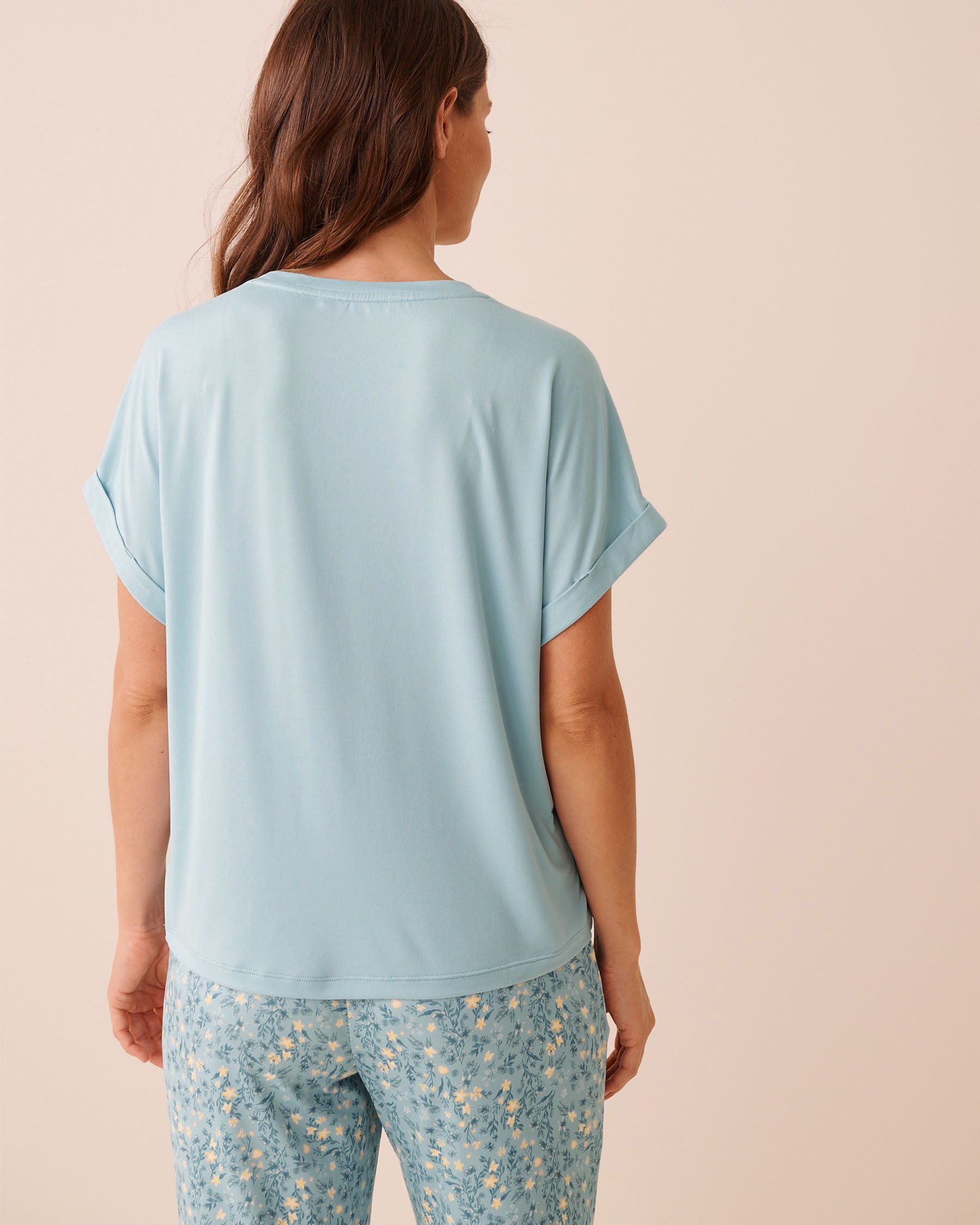 LA VIE EN ROSE Brunch Print Super Soft Short Sleeve T-shirt Baby Blue 40100845 - View2