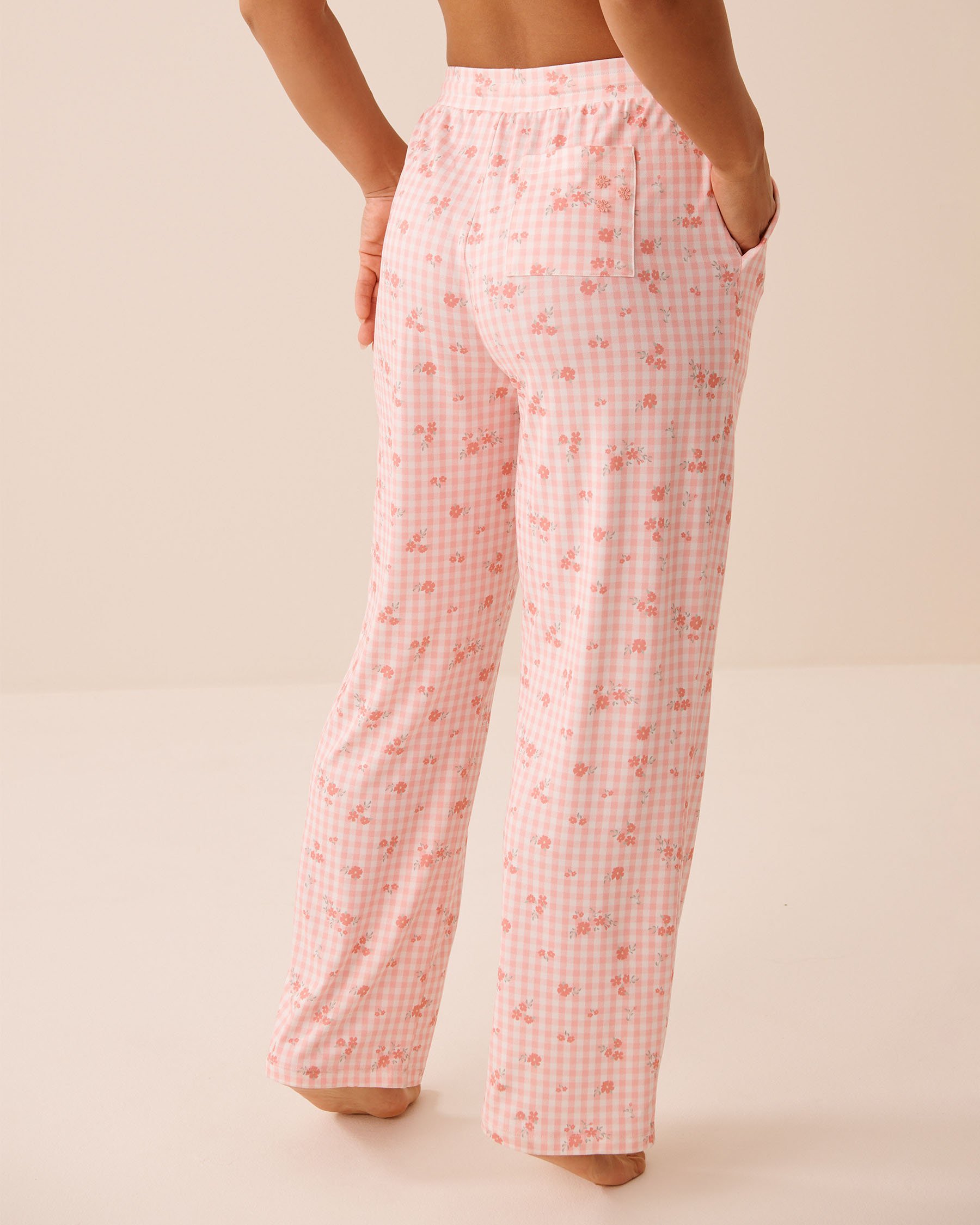 LA VIE EN ROSE Floral Gingham Print Super Soft Pajama Pants Pink Floral Gingham 40200823 - View3