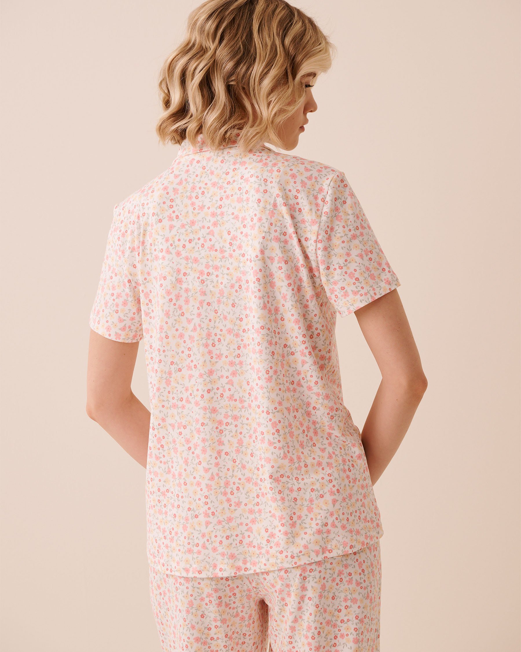 LA VIE EN ROSE Floral Print Super Soft Short Sleeve Button-down Shirt Ditsy Floral 40100839 - View2