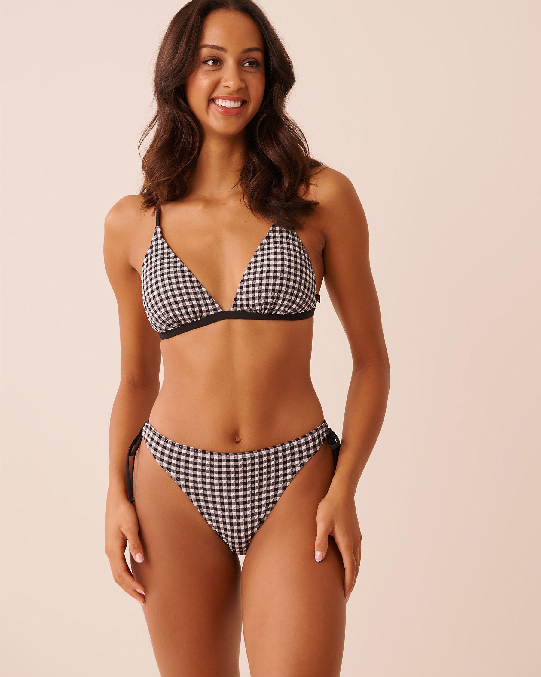 LA VIE EN ROSE AQUA BLACK GINGHAM Triangle Bikini Top Black Gingham 70100914 - View1
