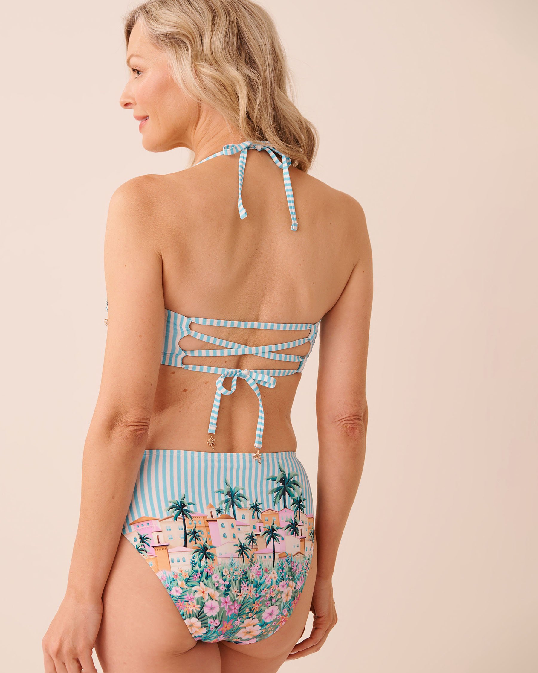 LA VIE EN ROSE AQUA COASTAL VILLAGE Bandeau Bikini Top Coastal Village 70100908 - View3