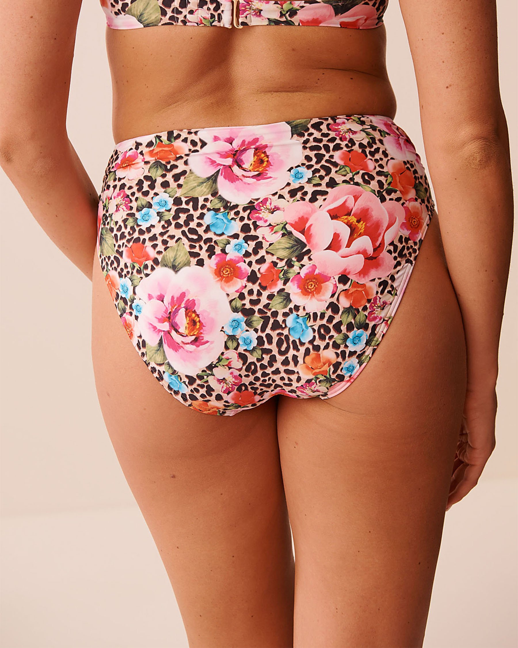 LA VIE EN ROSE AQUA FLORAL LEOPARD Draped Mid Waist Bikini Bottom Floral Leopard 70300858 - View2