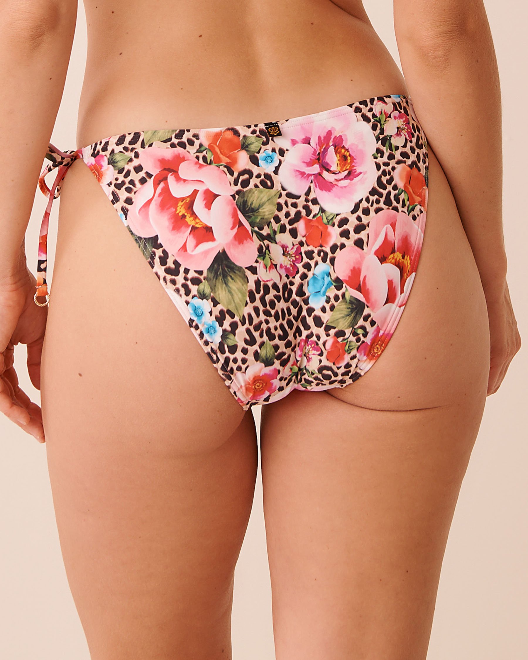 LA VIE EN ROSE AQUA FLORAL LEOPARD Side Tie Brazilian Bikini Bottom Floral Leopard 70300856 - View3