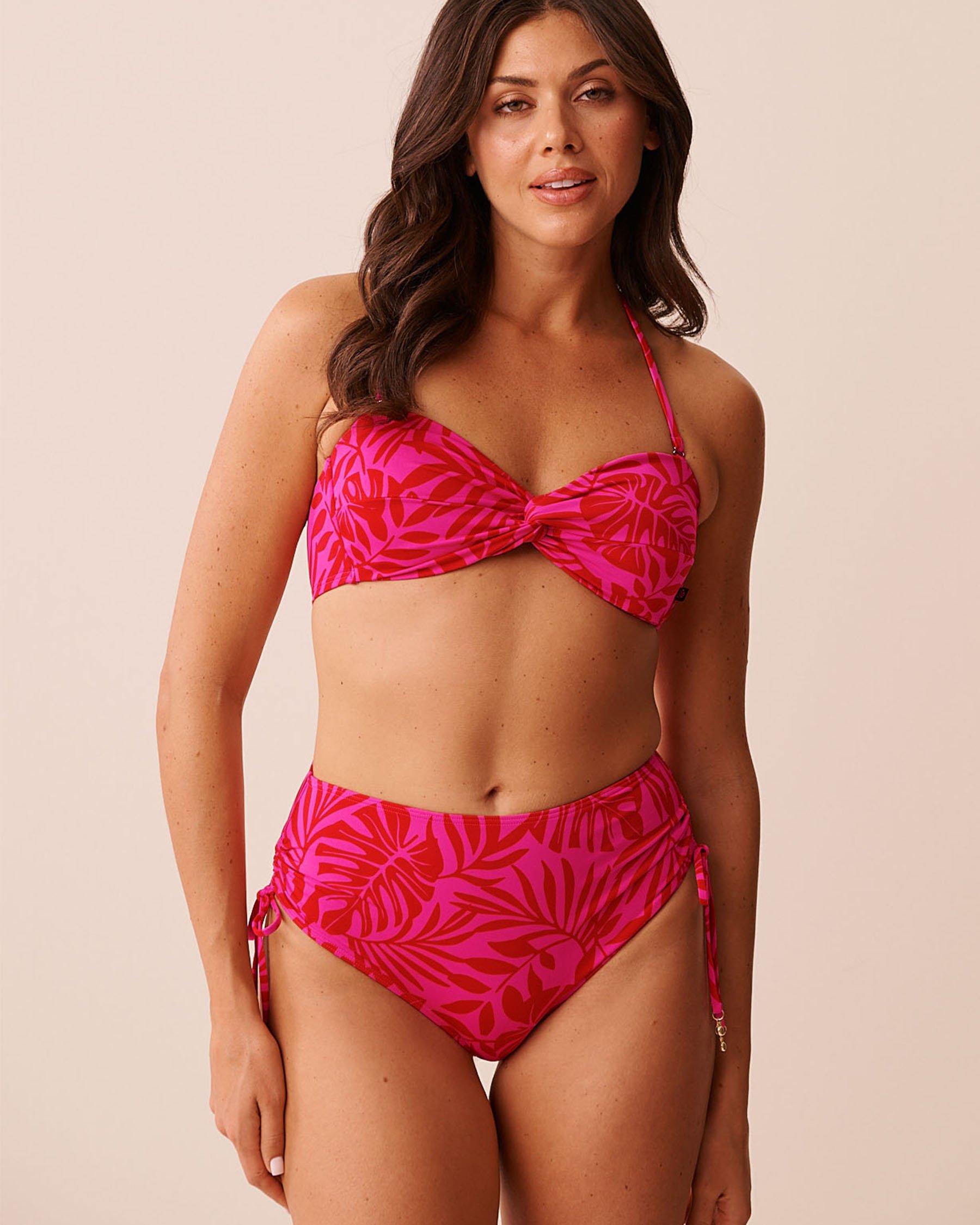LA VIE EN ROSE AQUA TROPICAL FUCHSIA Side Tie High Waist Bikini Bottom Tropical Fuchsia 70300860 - View2