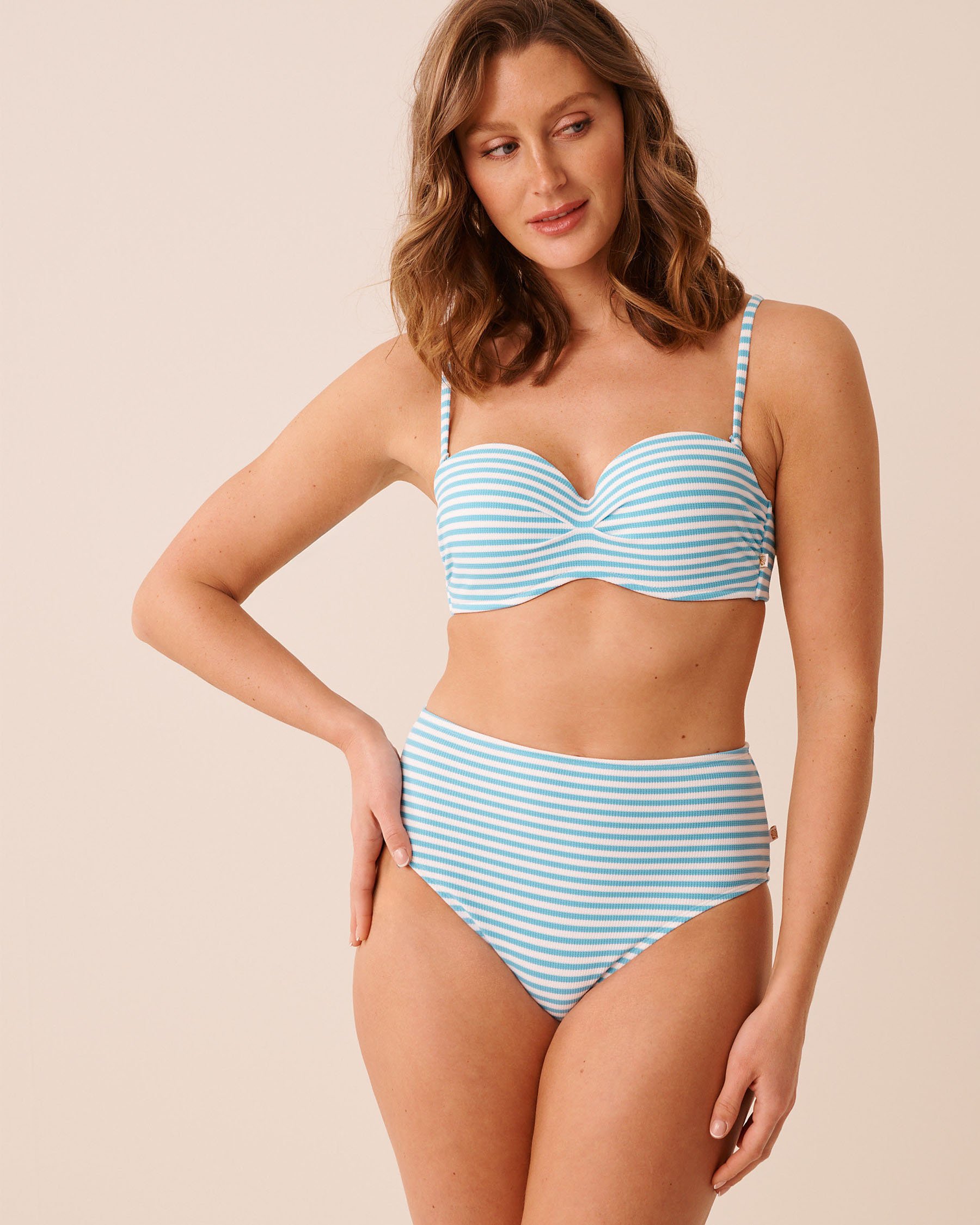 LA VIE EN ROSE AQUA SAILOR STRIPE High Waist Bikini Bottom Sailor Stripe 70300850 - View3