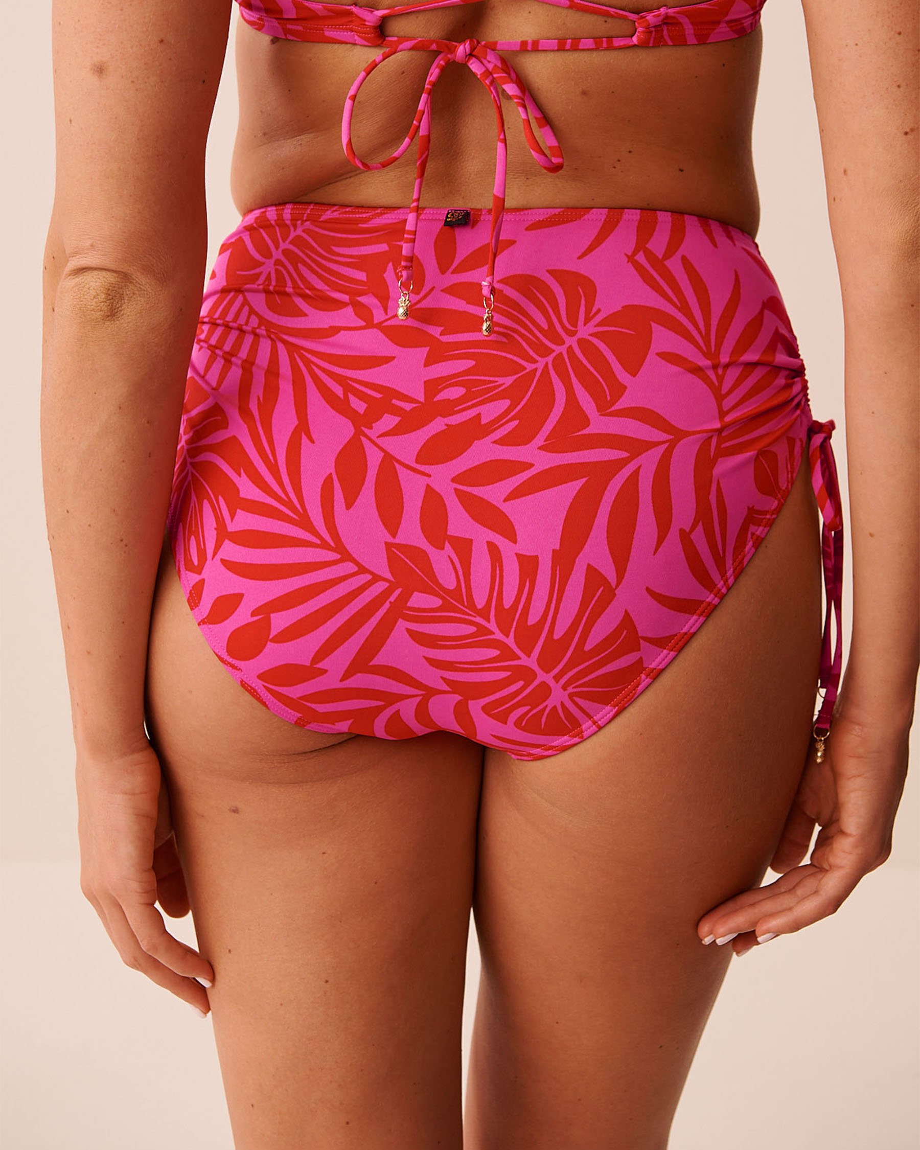 LA VIE EN ROSE AQUA TROPICAL FUCHSIA Side Tie High Waist Bikini Bottom Tropical Fuchsia 70300860 - View4