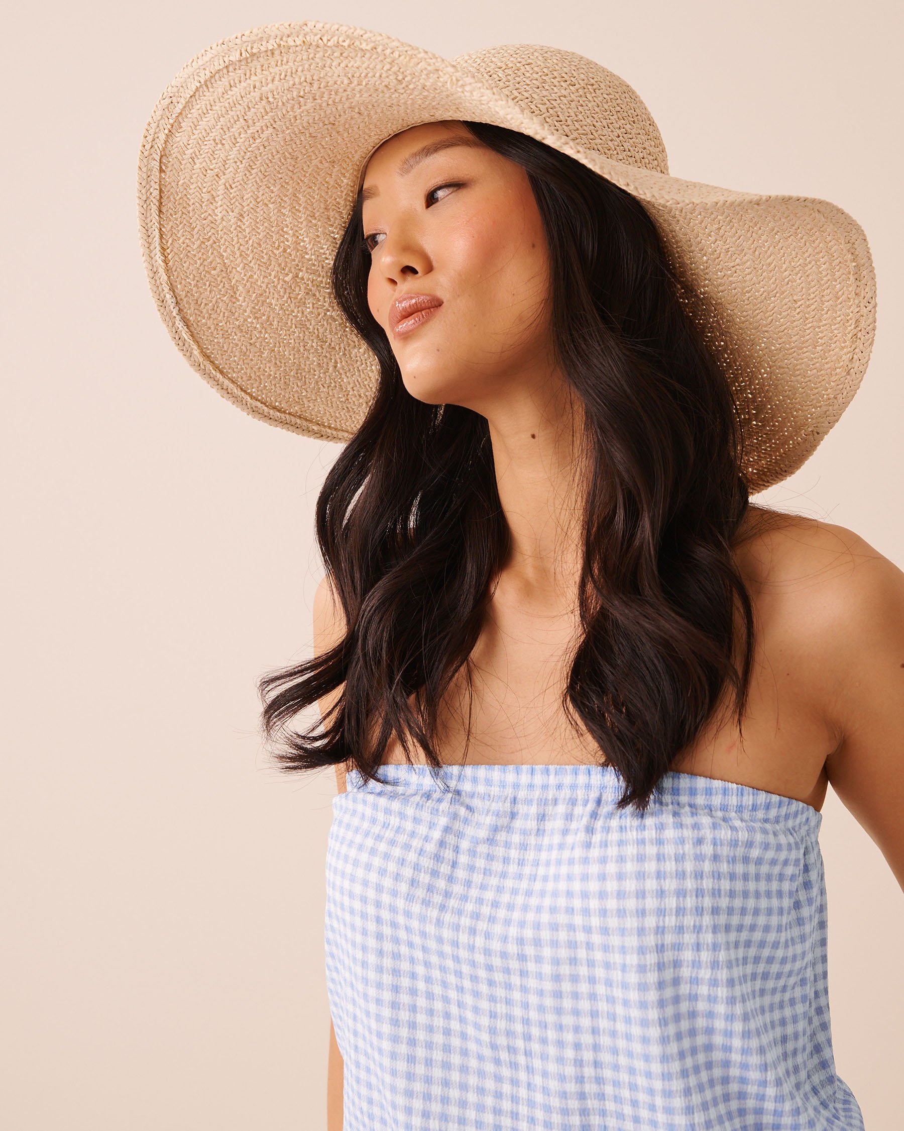LA VIE EN ROSE AQUA Floppy Straw Beach Hat Sand 80500130 - View3