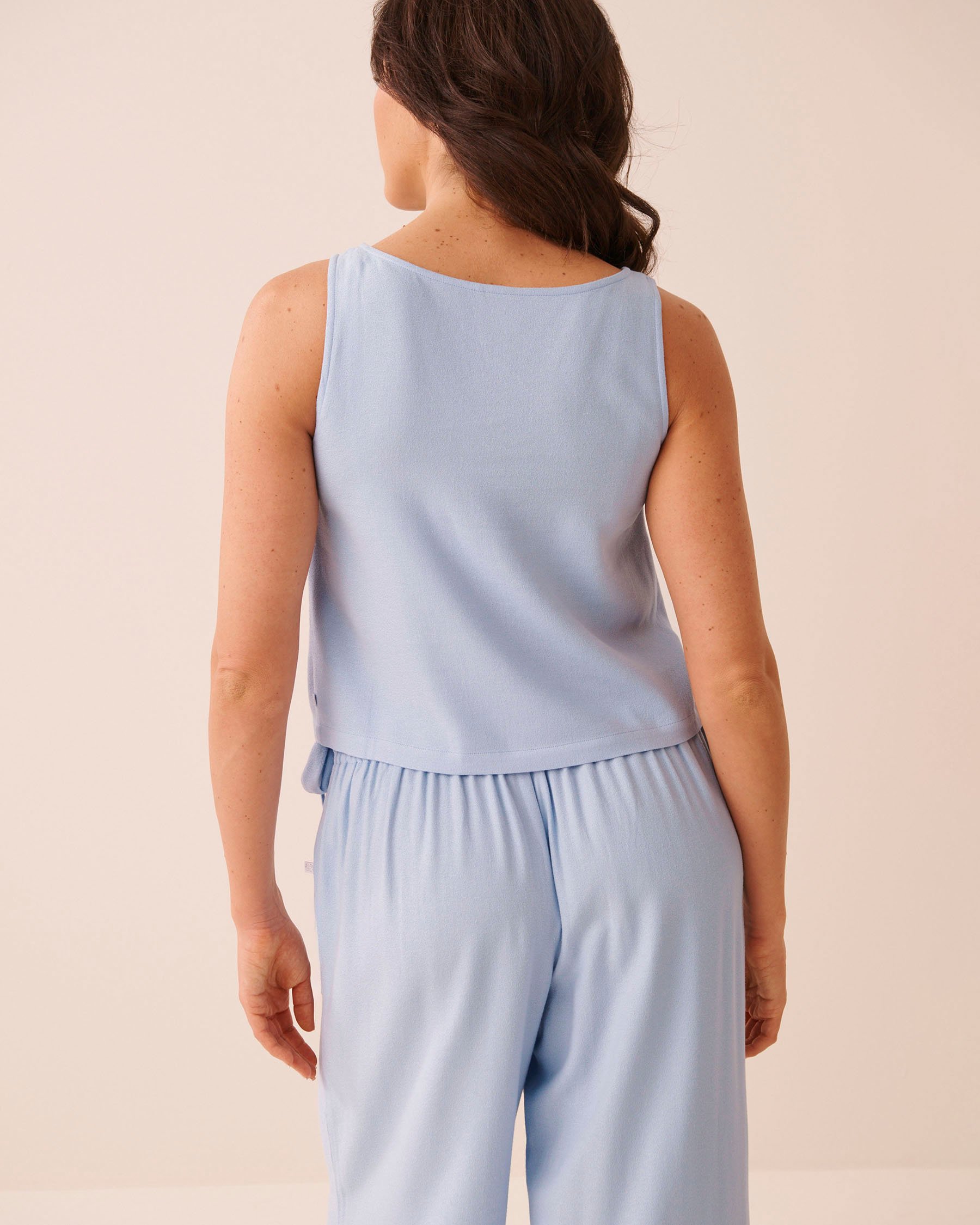 LA VIE EN ROSE AQUA Camisole en rayonne et lin Bleu poudré 80100049 - View2