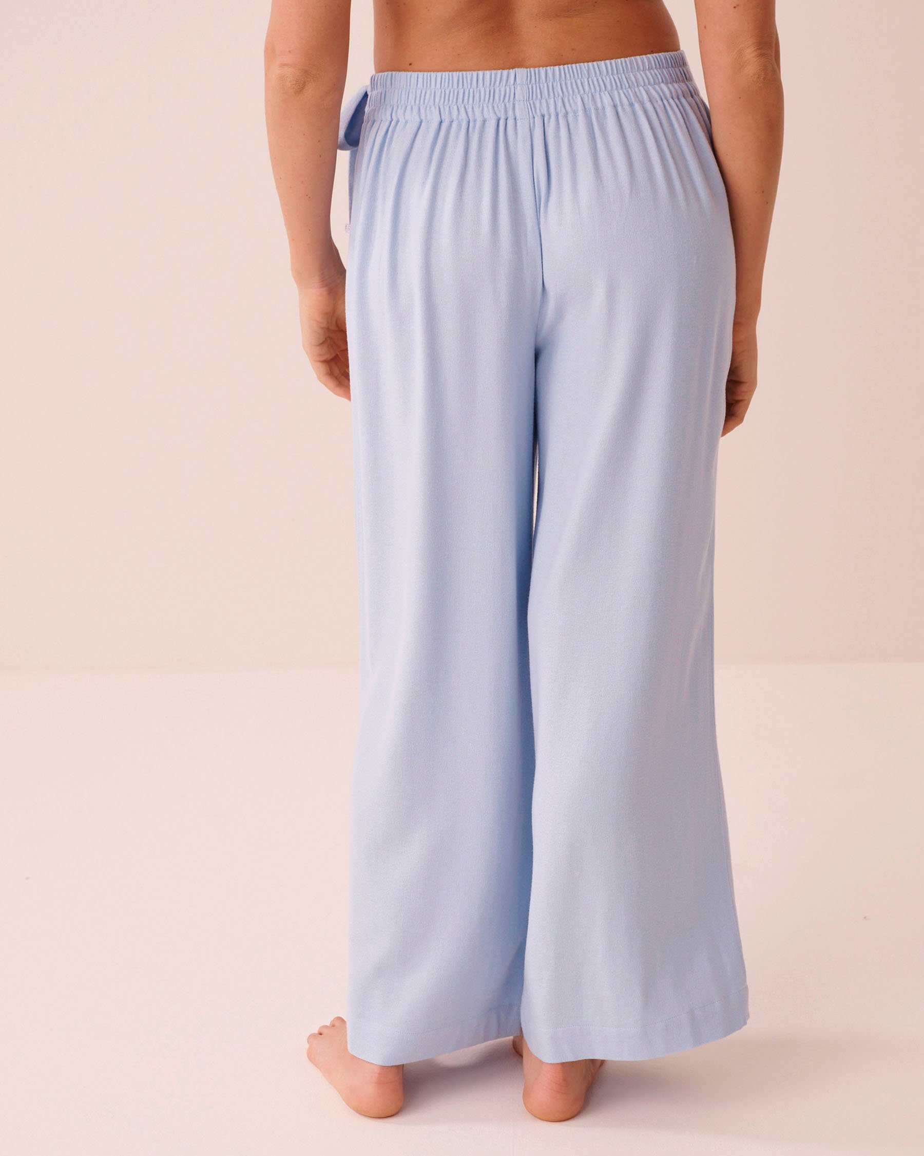 LA VIE EN ROSE AQUA Pantalon jambe large en rayonne et lin Bleu poudré 80200099 - View2