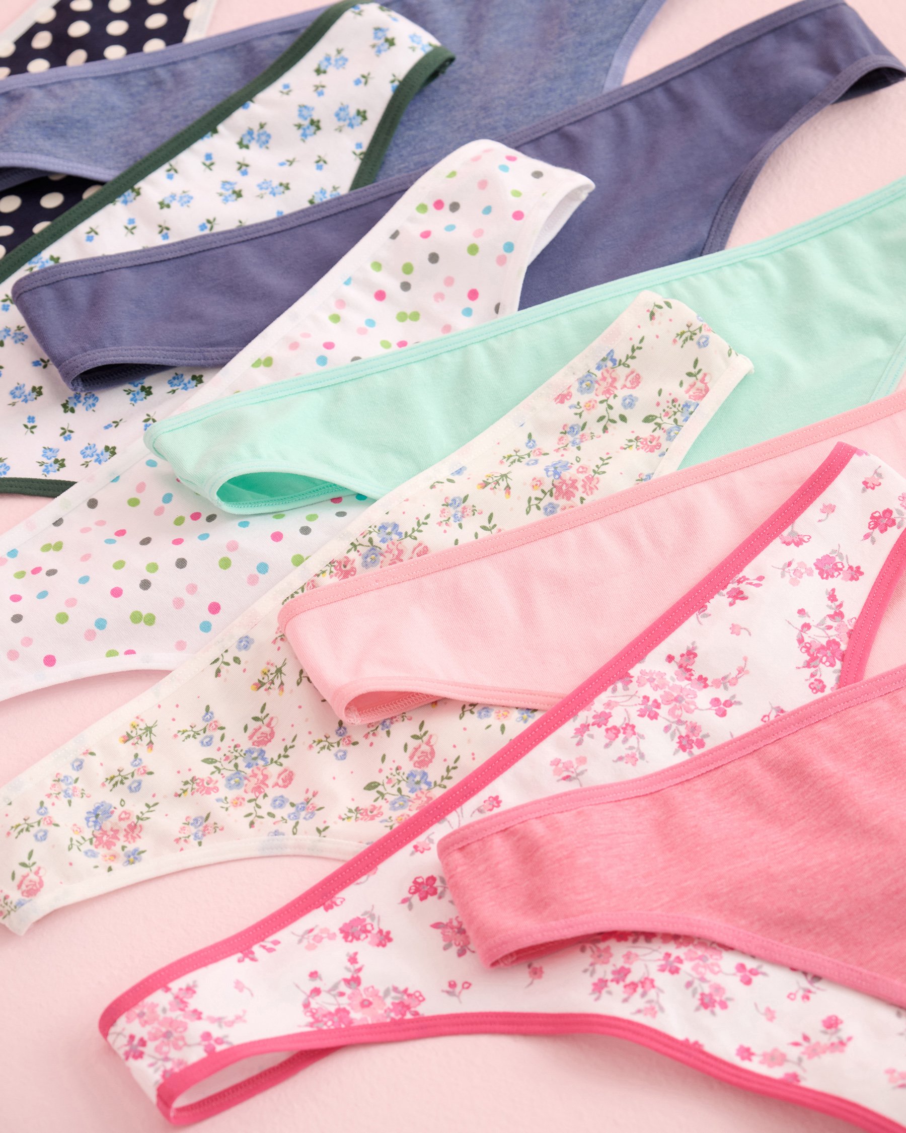 LA VIE EN ROSE Lot de 10 culottes tanga en coton Assortiment 20100783-10P - View3