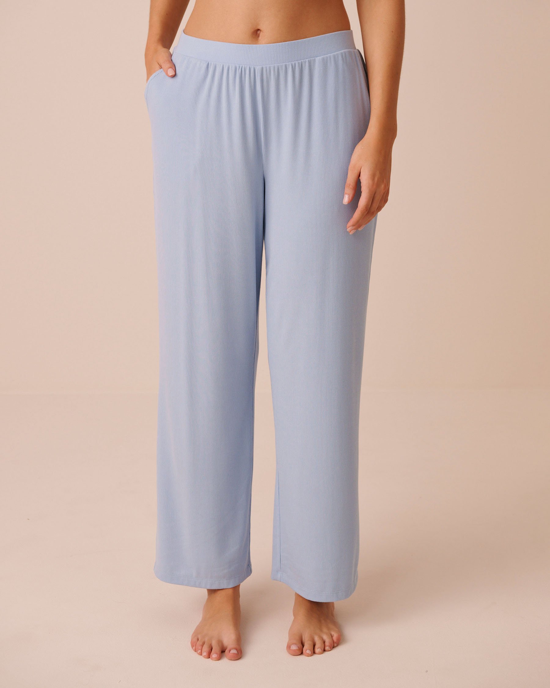 LA VIE EN ROSE Ribbed Modal Pants Cloud Blue 60200192 - View1