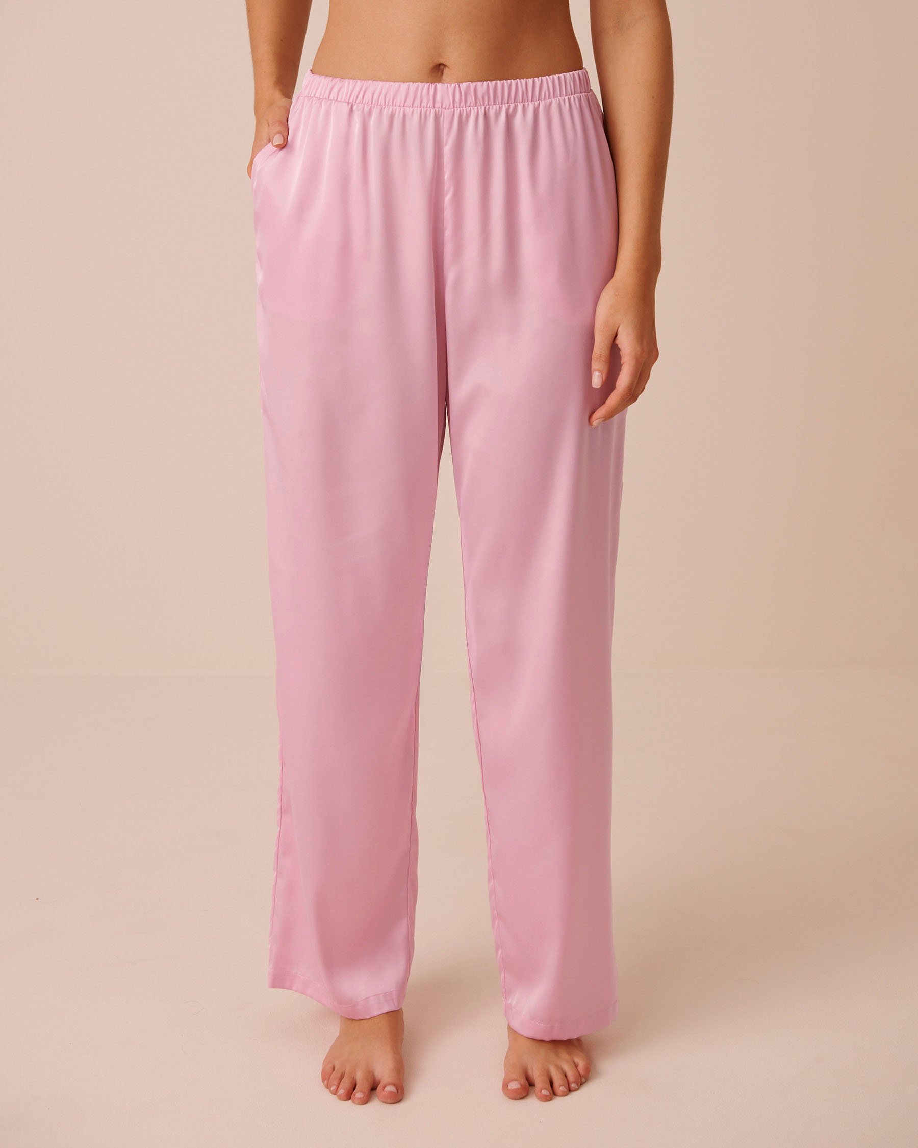 LA VIE EN ROSE Short Sleeve Satin Pajama Set Pink 60400076 - View7