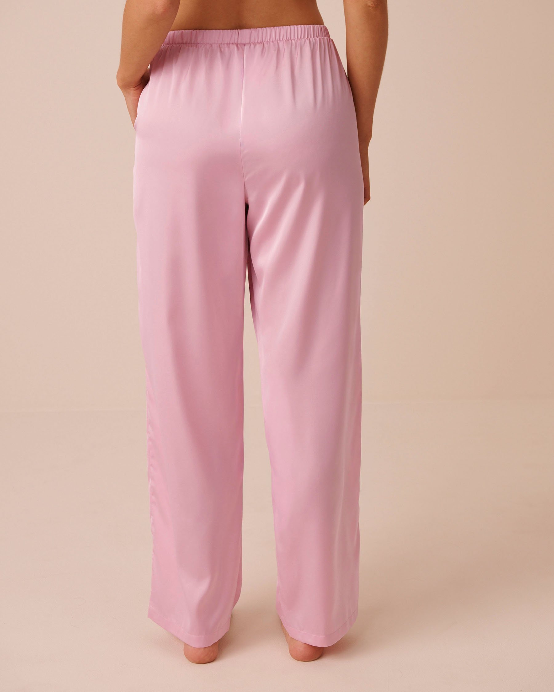 LA VIE EN ROSE Short Sleeve Satin Pajama Set Pink 60400076 - View8