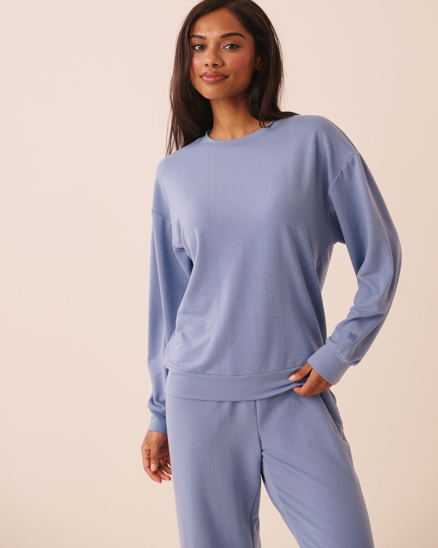 LA VIE EN ROSE French Terry Sweatshirt Quiet Blue 50100134 - View1