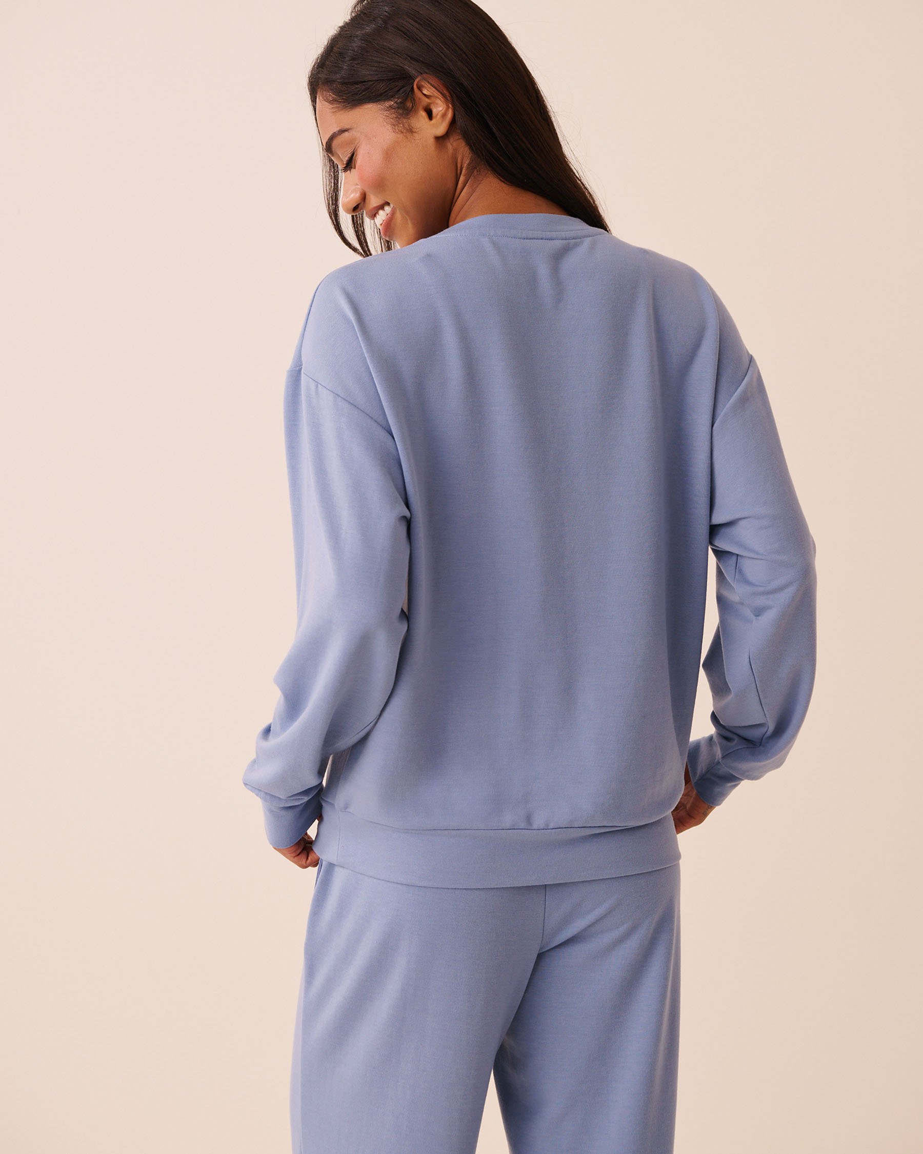 LA VIE EN ROSE French Terry Sweatshirt Quiet Blue 50100134 - View2