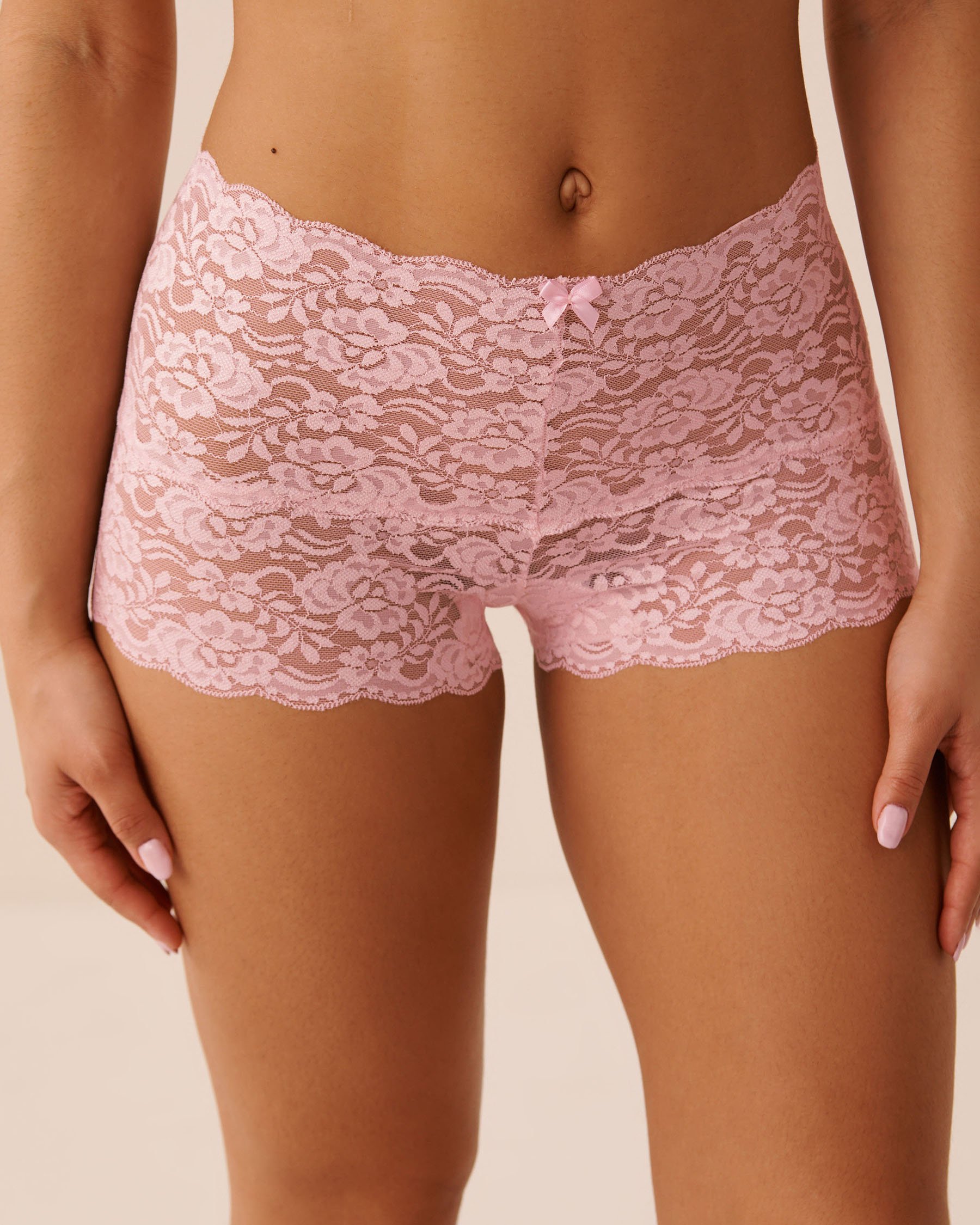 LA VIE EN ROSE Lace High Waist Boyshort Panty Pink 20200814 - View1