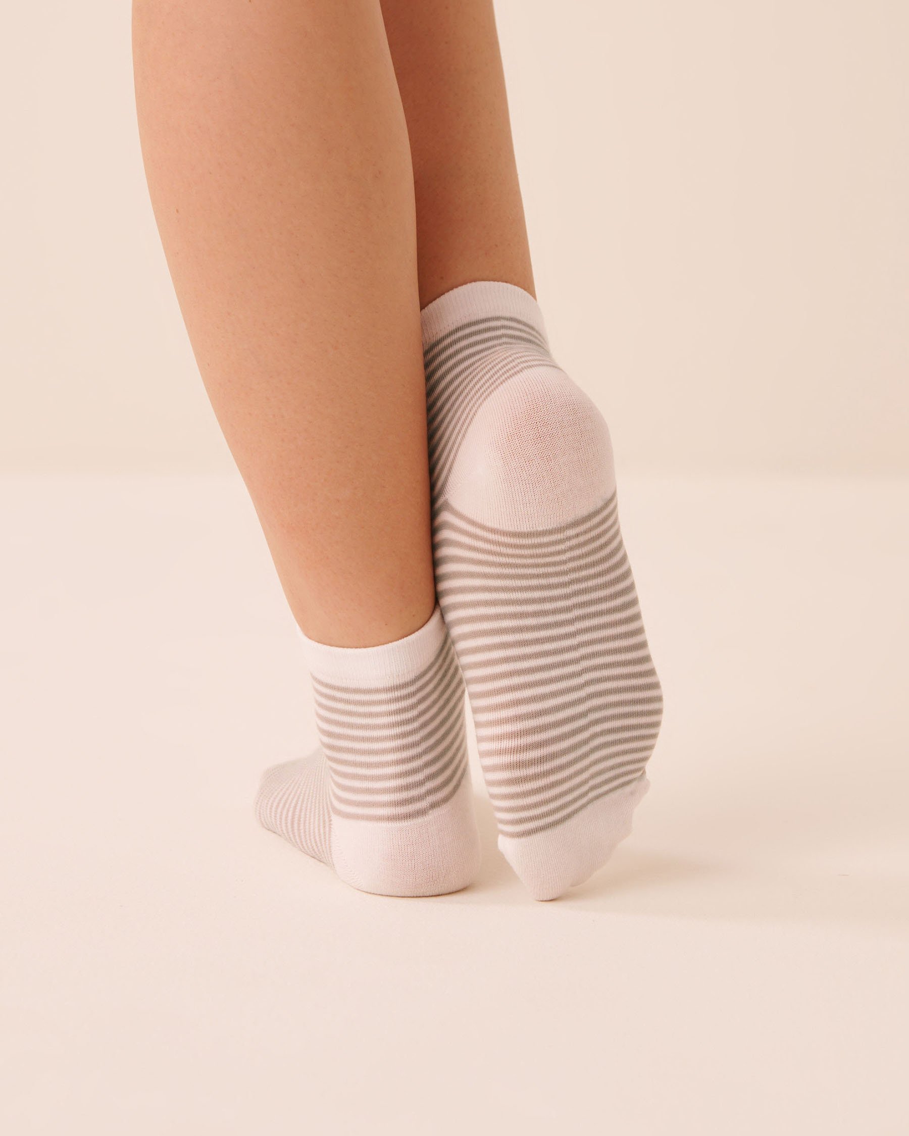LA VIE EN ROSE Ribbed Socks Beige Stripes 40700469 - View2