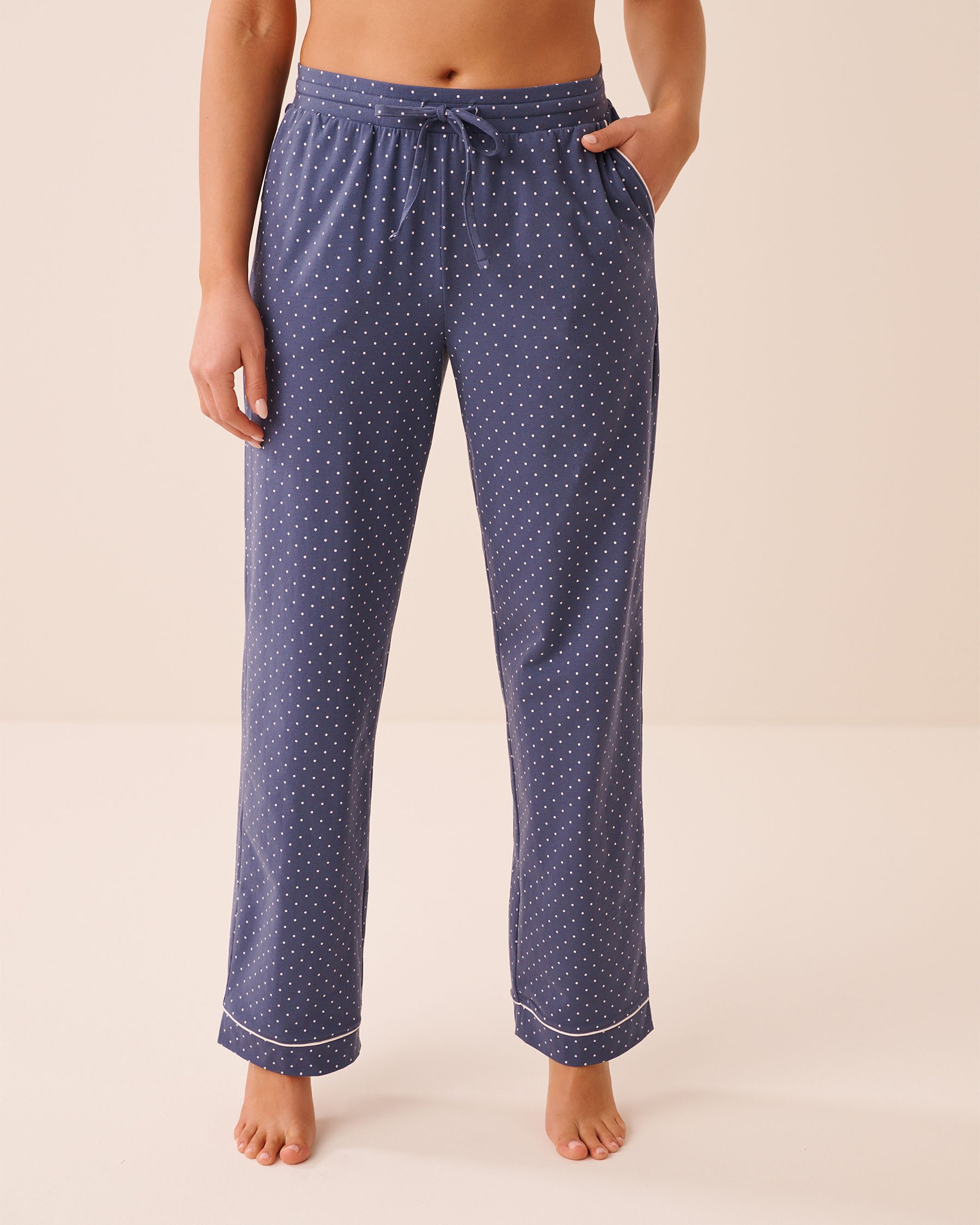 LA VIE EN ROSE Cotton Pajama Pants Blue Polka Dot 40200840 - View1