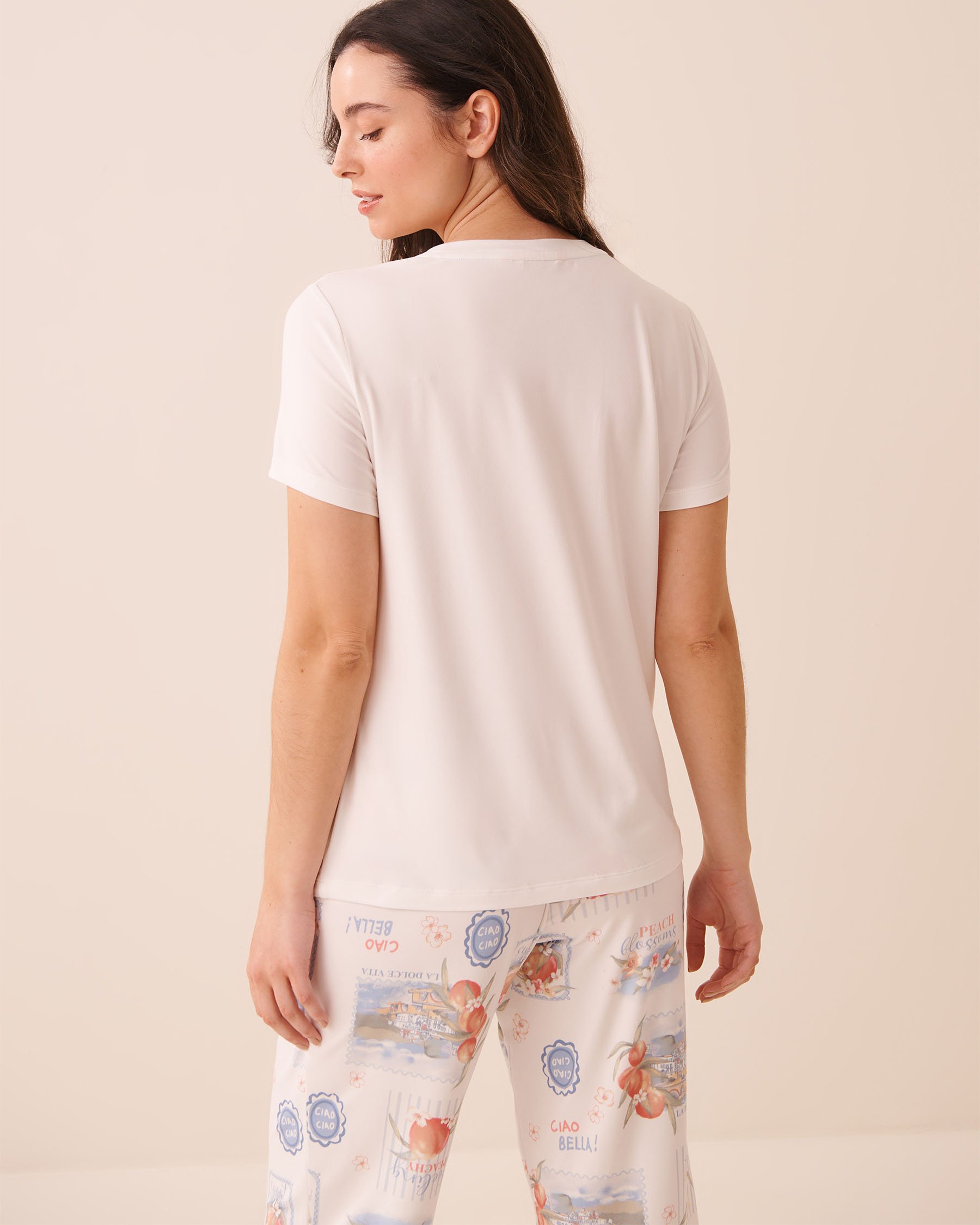 LA VIE EN ROSE Dolce Vita Print Super Soft T-shirt White 40100864 - View2