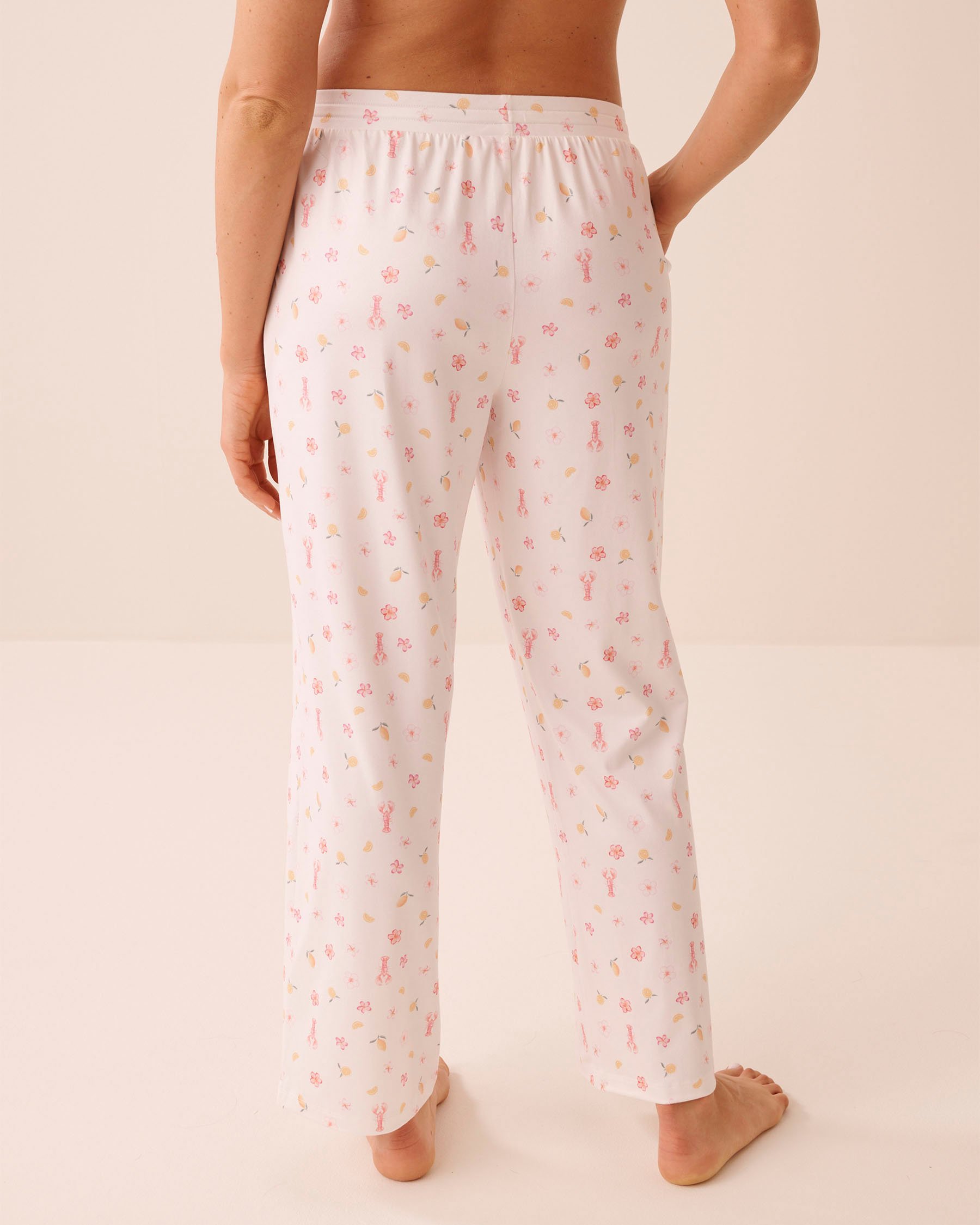LA VIE EN ROSE Lobster Floral Print Super Soft Pajama Pants White 40200843 - View2