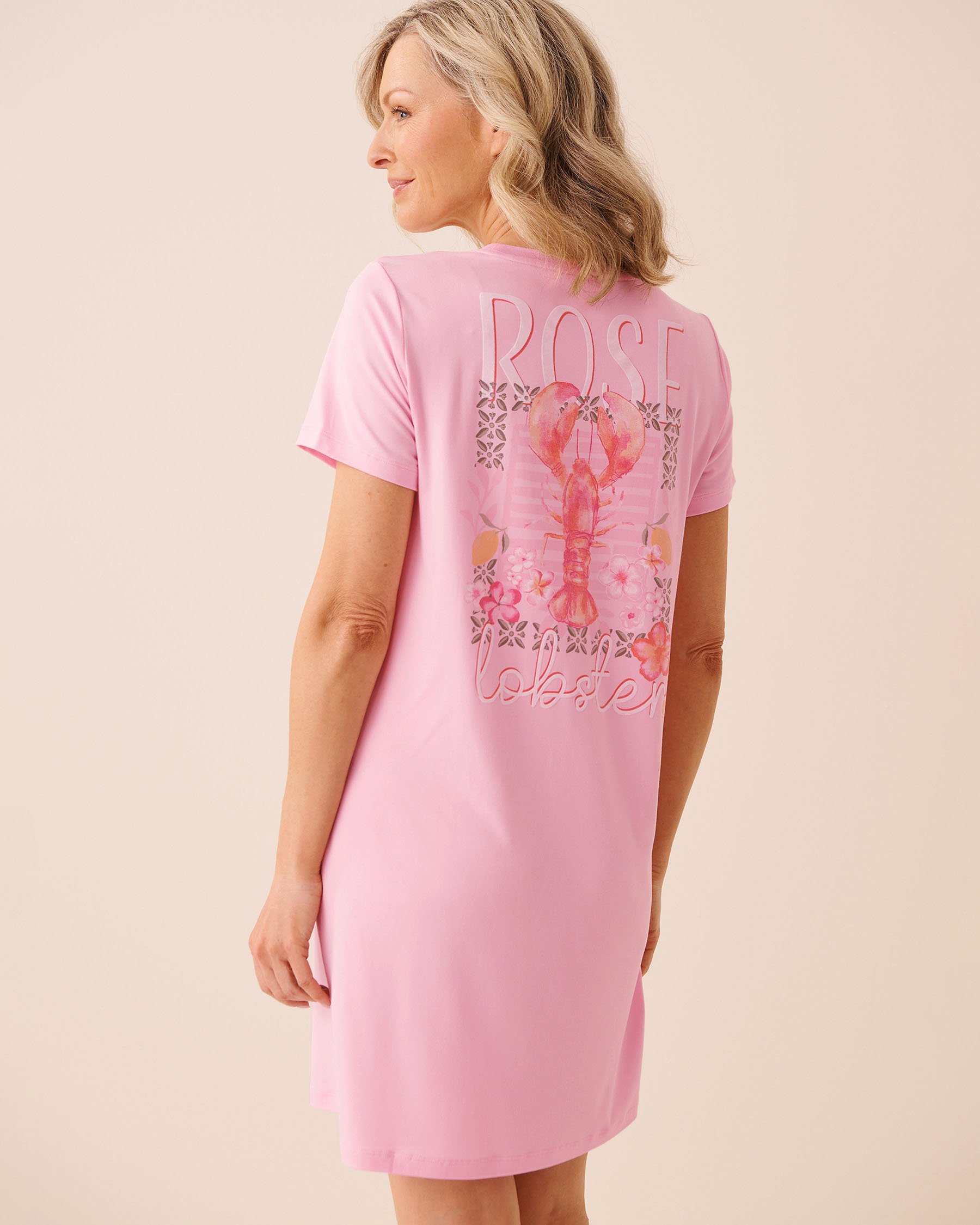 LA VIE EN ROSE Lobster Floral Print Super Soft Sleepshirt Pink 40500491 - View2