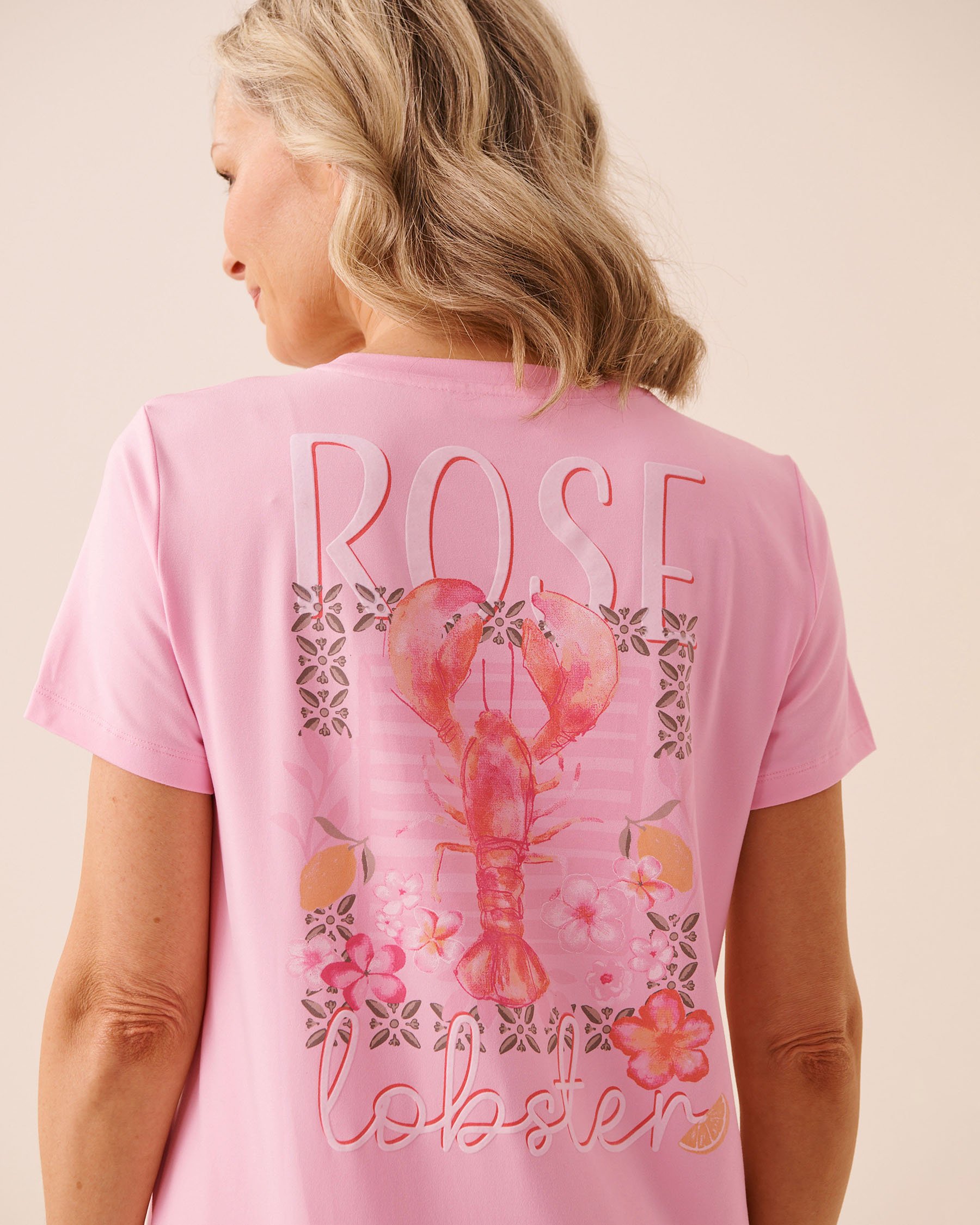 LA VIE EN ROSE Lobster Floral Print Super Soft Sleepshirt Pink 40500491 - View3