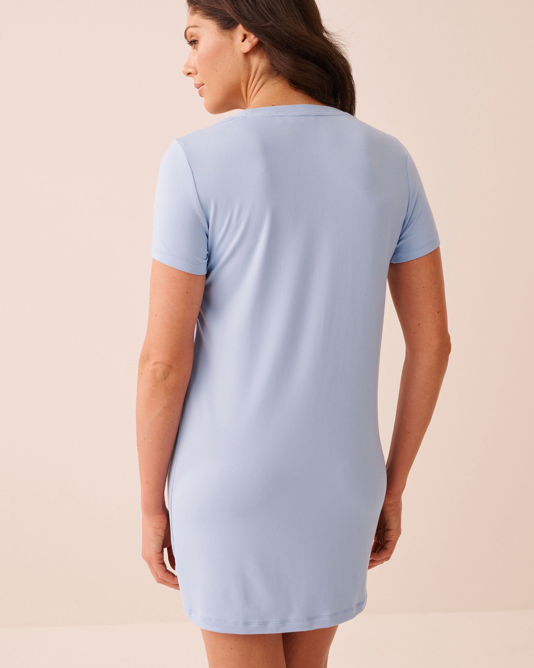 LA VIE EN ROSE Peach Print Super Soft Short Sleeve Sleepshirt Cloud Blue 40500492 - View2
