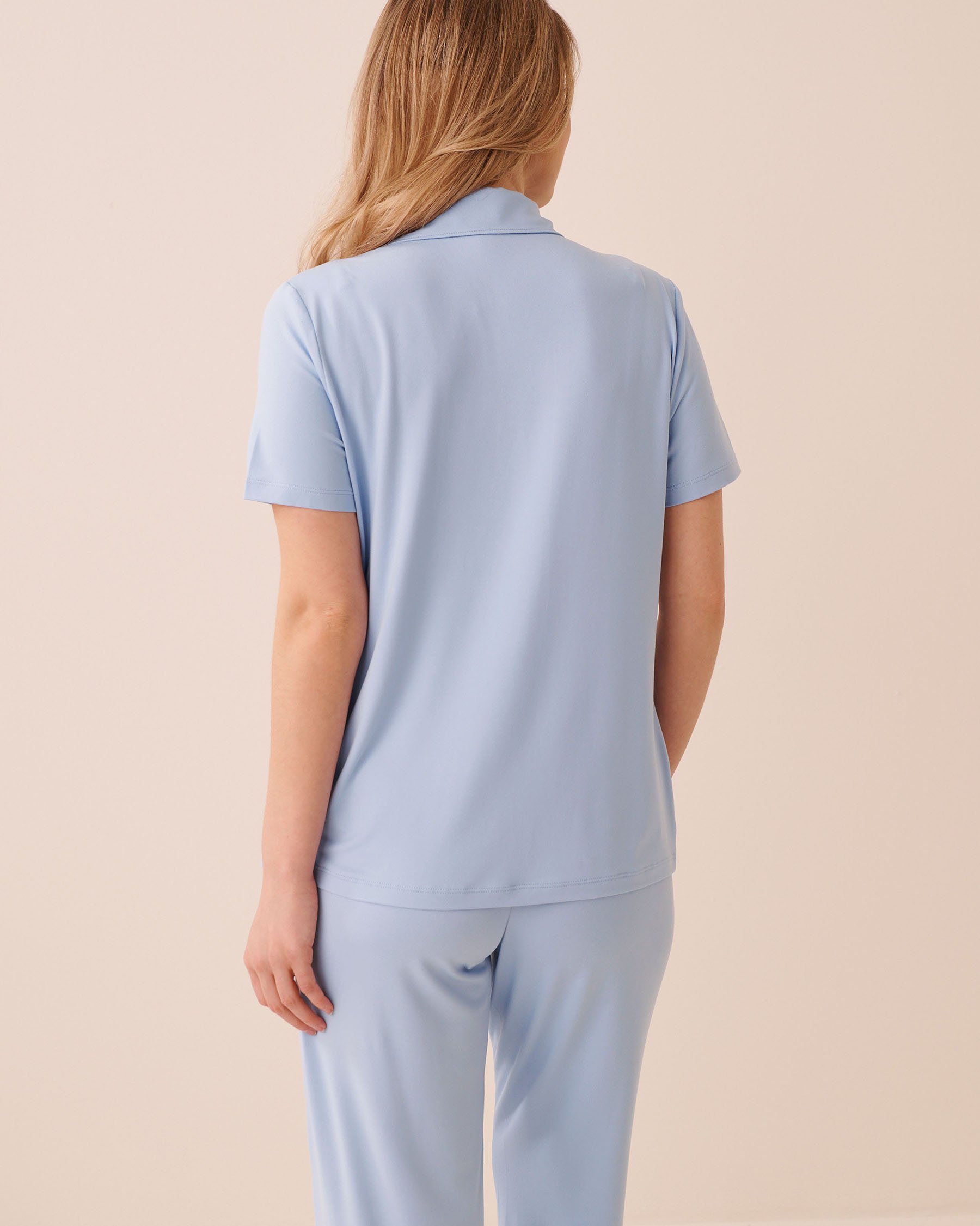 LA VIE EN ROSE Super Soft Button-down Shirt Cloud Blue 40100868 - View2