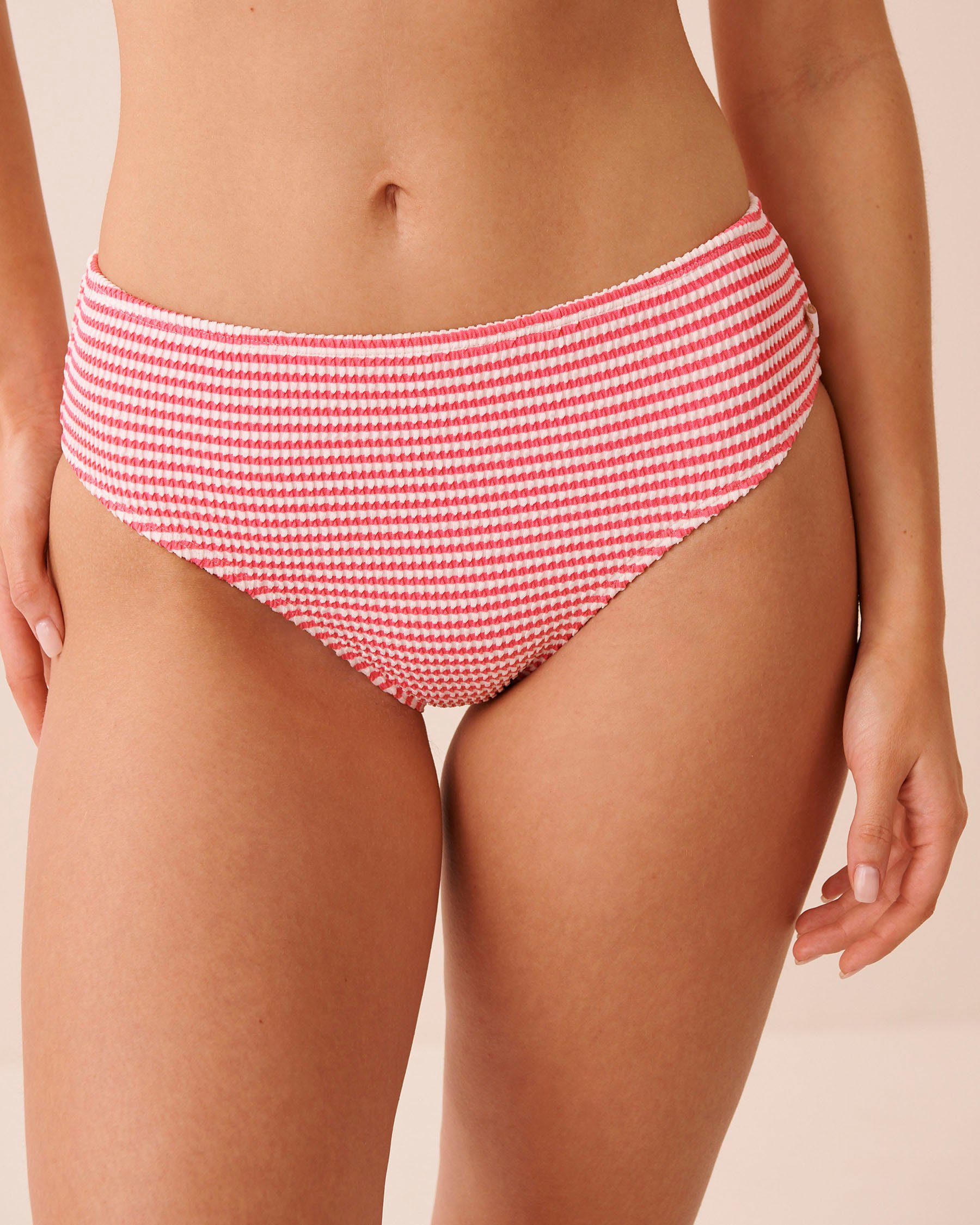 LA VIE EN ROSE AQUA BUBBLEGUM STRIPE Mid Waist Cheeky Bikini Bottom Bubblegum Pink Stripes 70300892 - View1