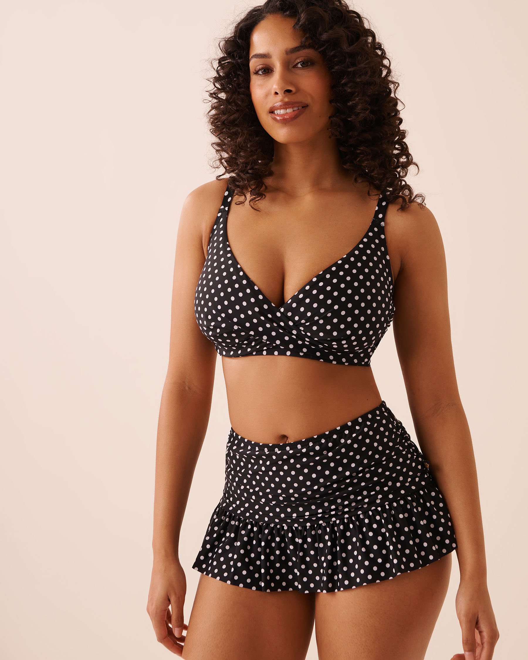 LA VIE EN ROSE AQUA POLKA DOT D Cup Bralette Bikini Top Black Polka Dot 70200226 - View1