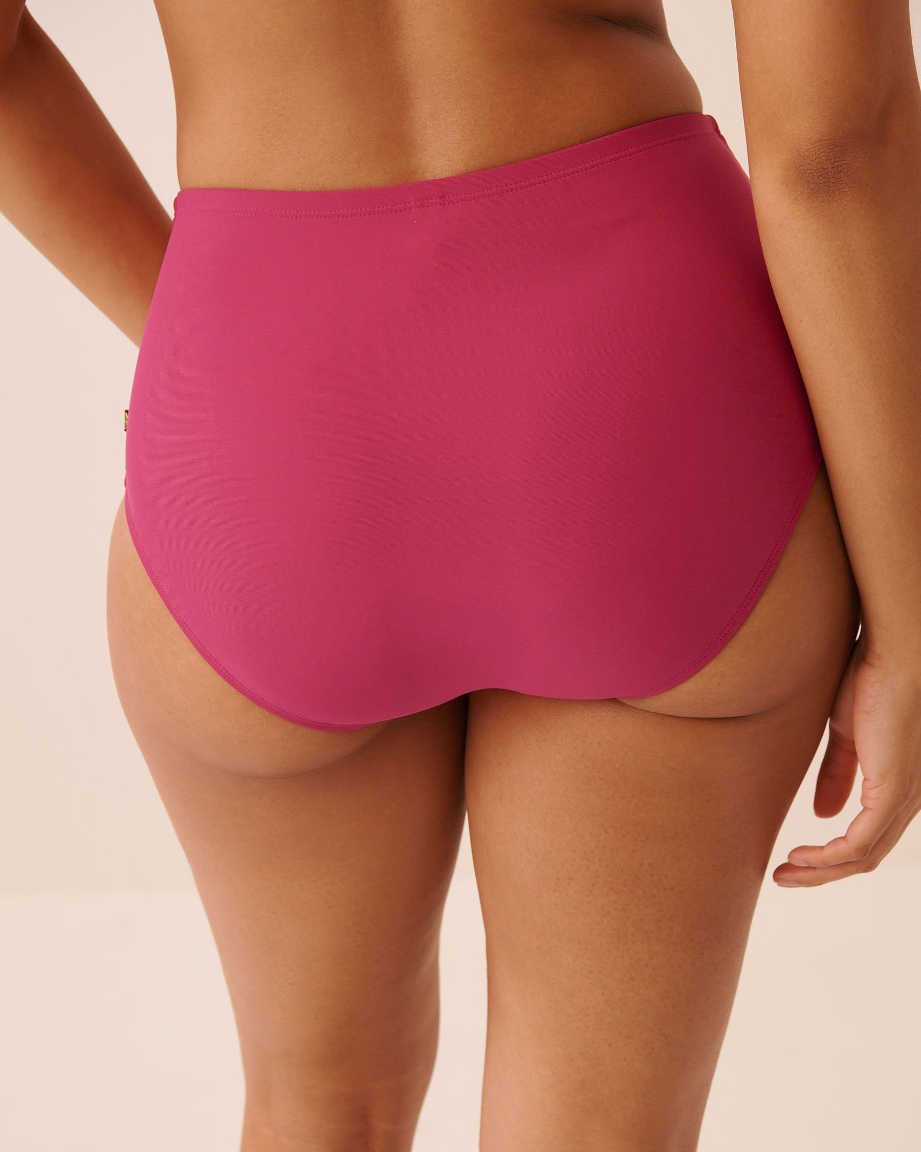 LA VIE EN ROSE AQUA RASPBERRY RED Draped High Waist Bikini Bottom Raspberry Red 70300897 - View2