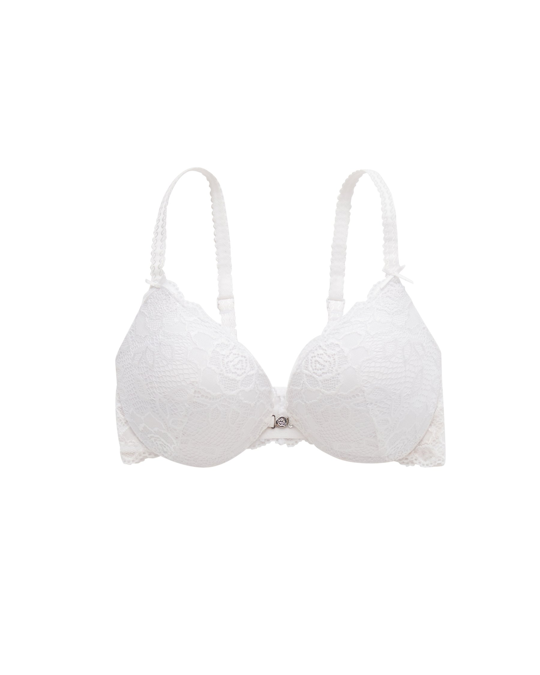 LA VIE EN ROSE Soutien-gorge push-up fermeture avant demi-buste Dentelle blanche 596-115-1-00 - View4