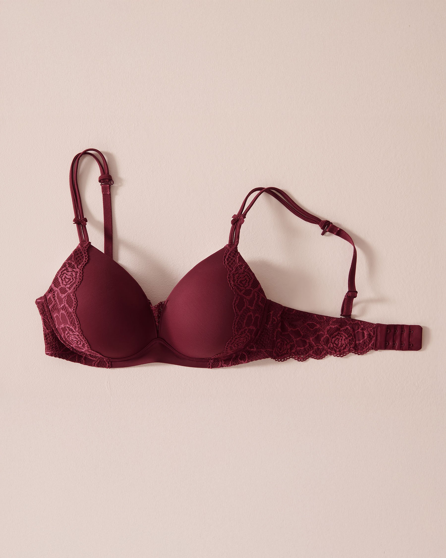 LA VIE EN ROSE Lightly Lined Wireless Mastectomy Bra Dark burgundy 389-110-1-98 - View3