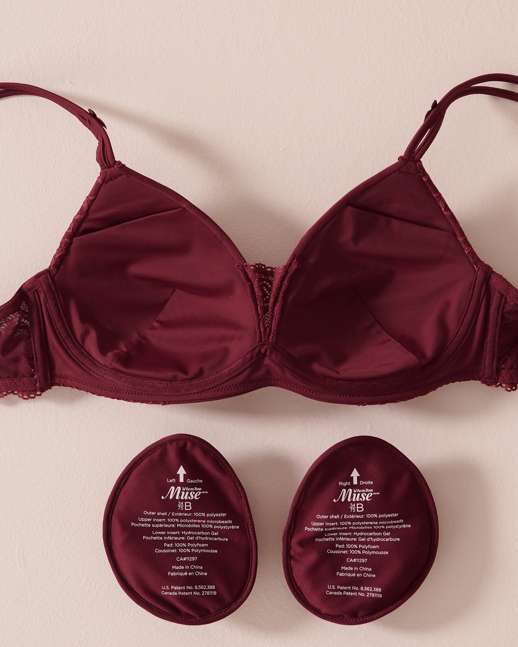 LA VIE EN ROSE Lightly Lined Wireless Mastectomy Bra Dark burgundy 389-110-1-98 - View2