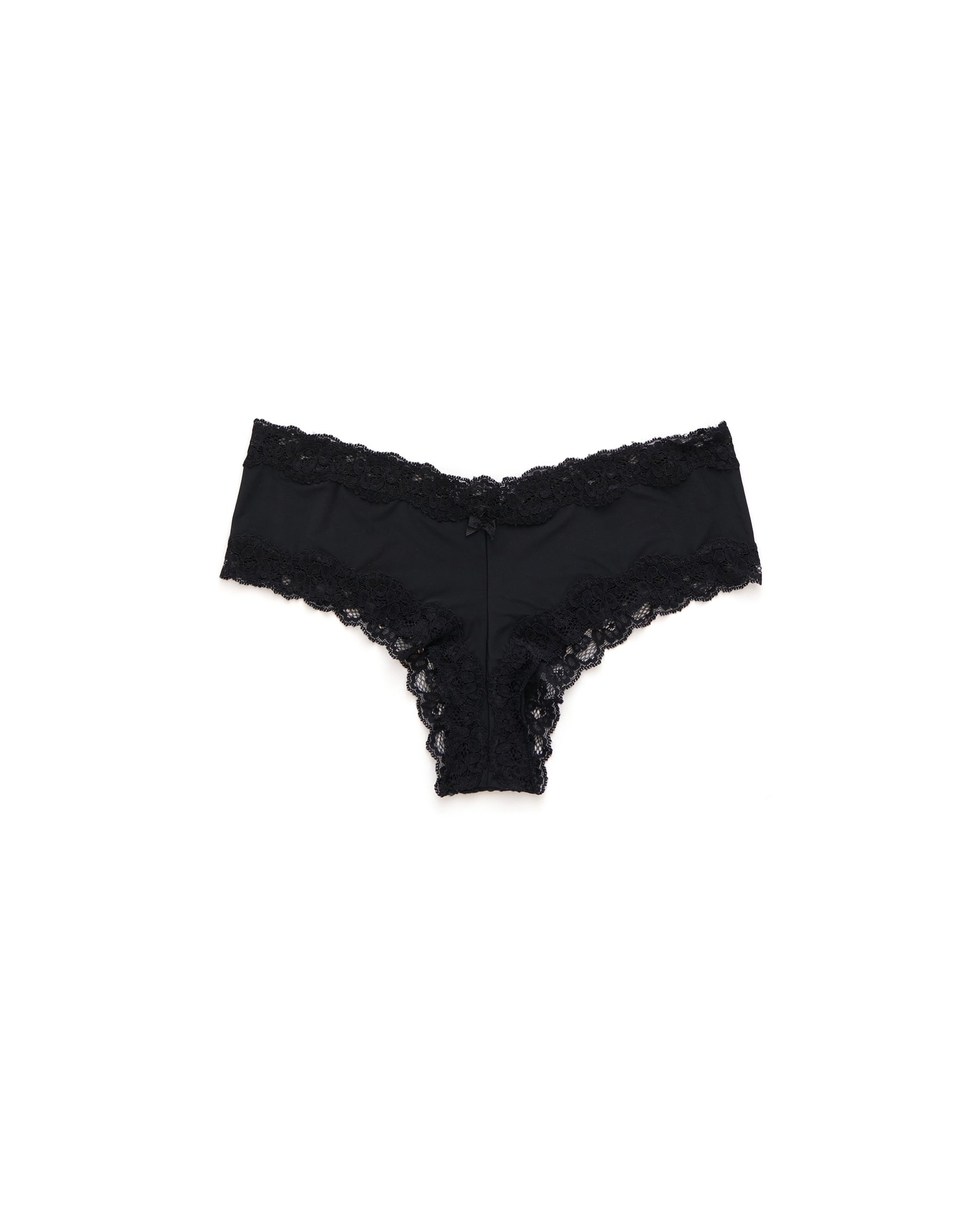 LA VIE EN ROSE Microfiber and Lace Trim Cheeky Panty Black 018-225-0-00 - View3