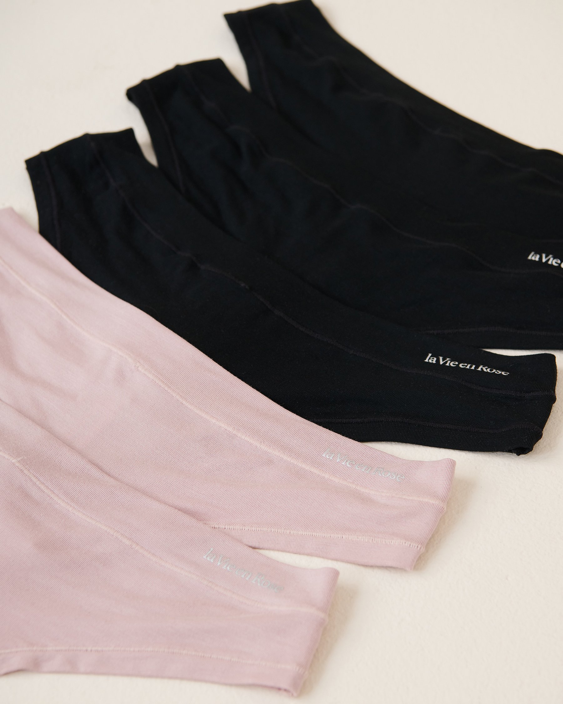 LA VIE EN ROSE Lot de 5 culottes tanga en modal Noir/Ombre grise 20200429 5PK - View2