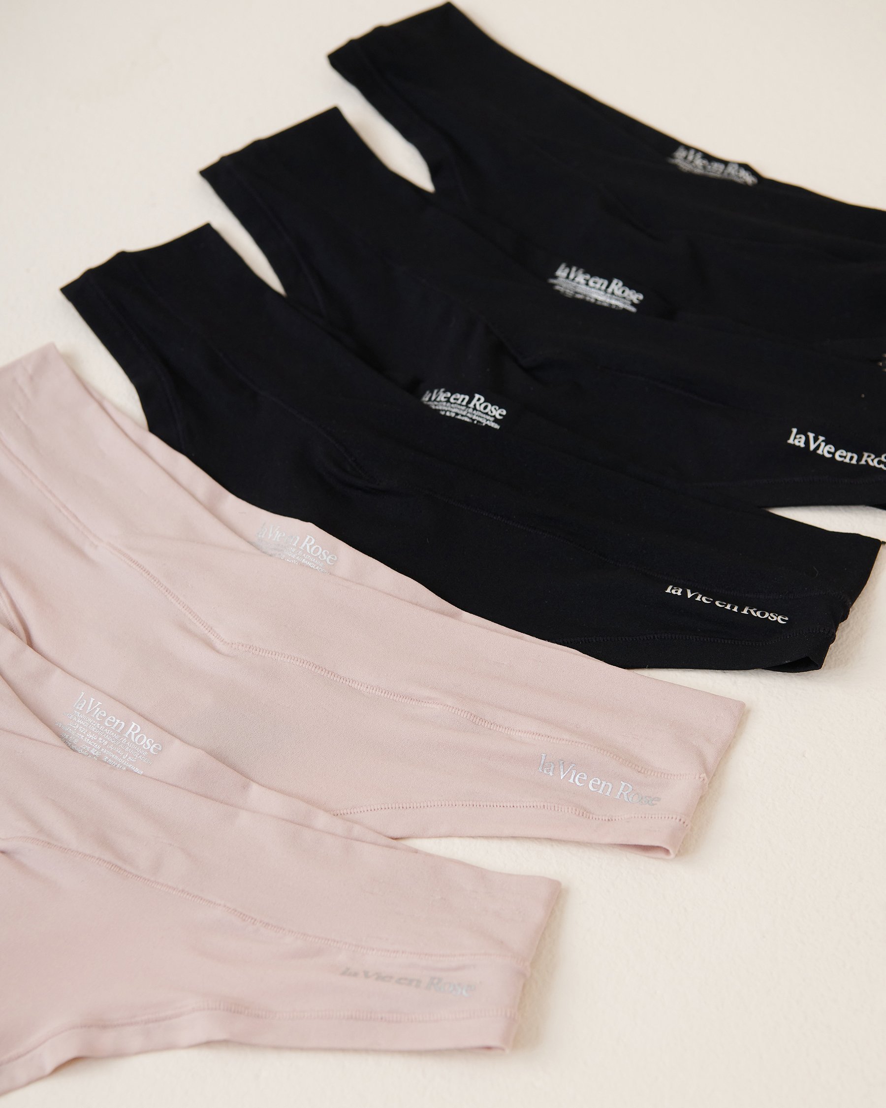 LA VIE EN ROSE Lot de 5 culottes tanga fit parfait Noir/Ombre grise 20200474 5PK - View2