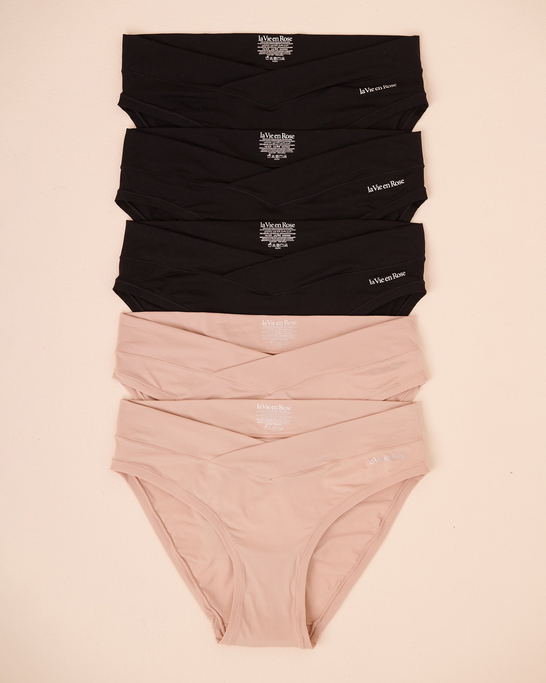 LA VIE EN ROSE Lot de 5 culottes bikini fit parfait Noir/Ombre grise 20200475 5PK - View1