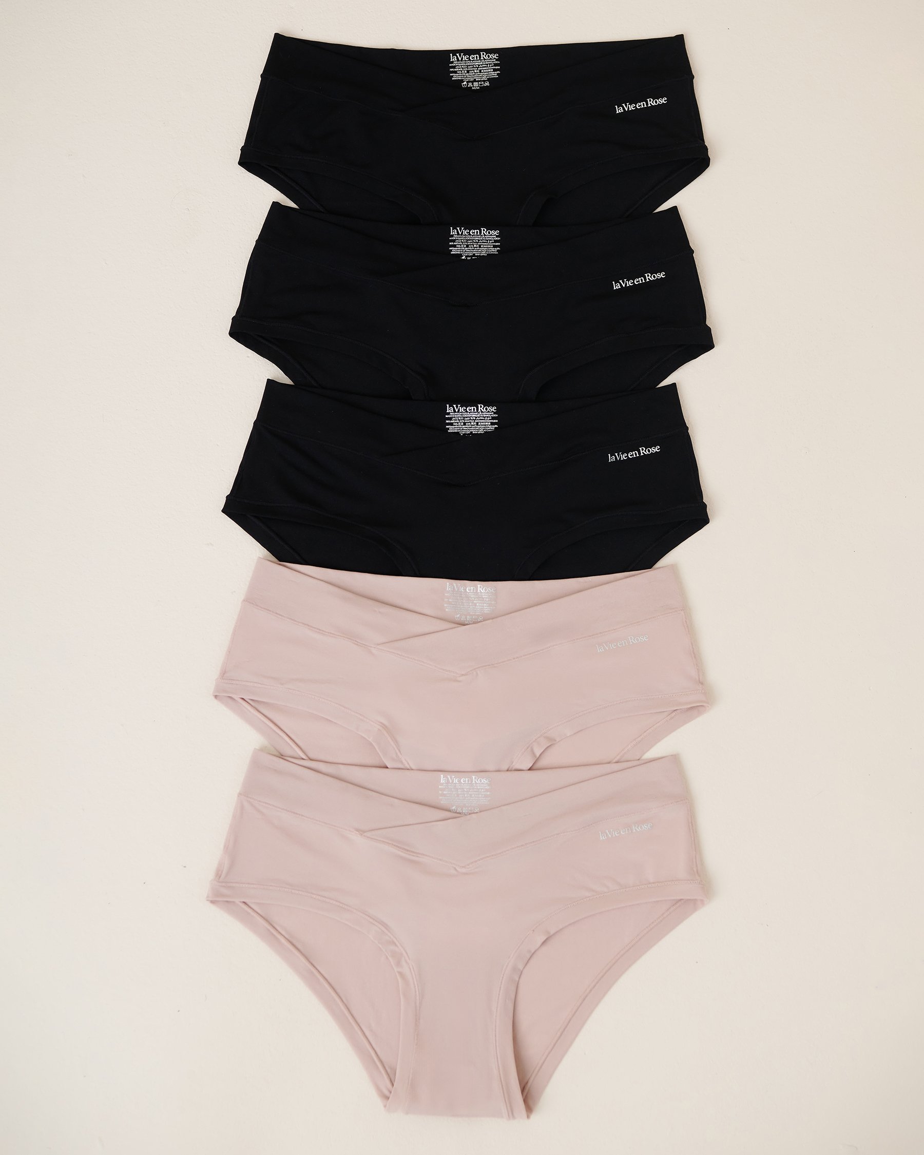 LA VIE EN ROSE Lot de 5 culottes aux hanches fit parfait Noir/Ombre grise 20200476 5PK - View1