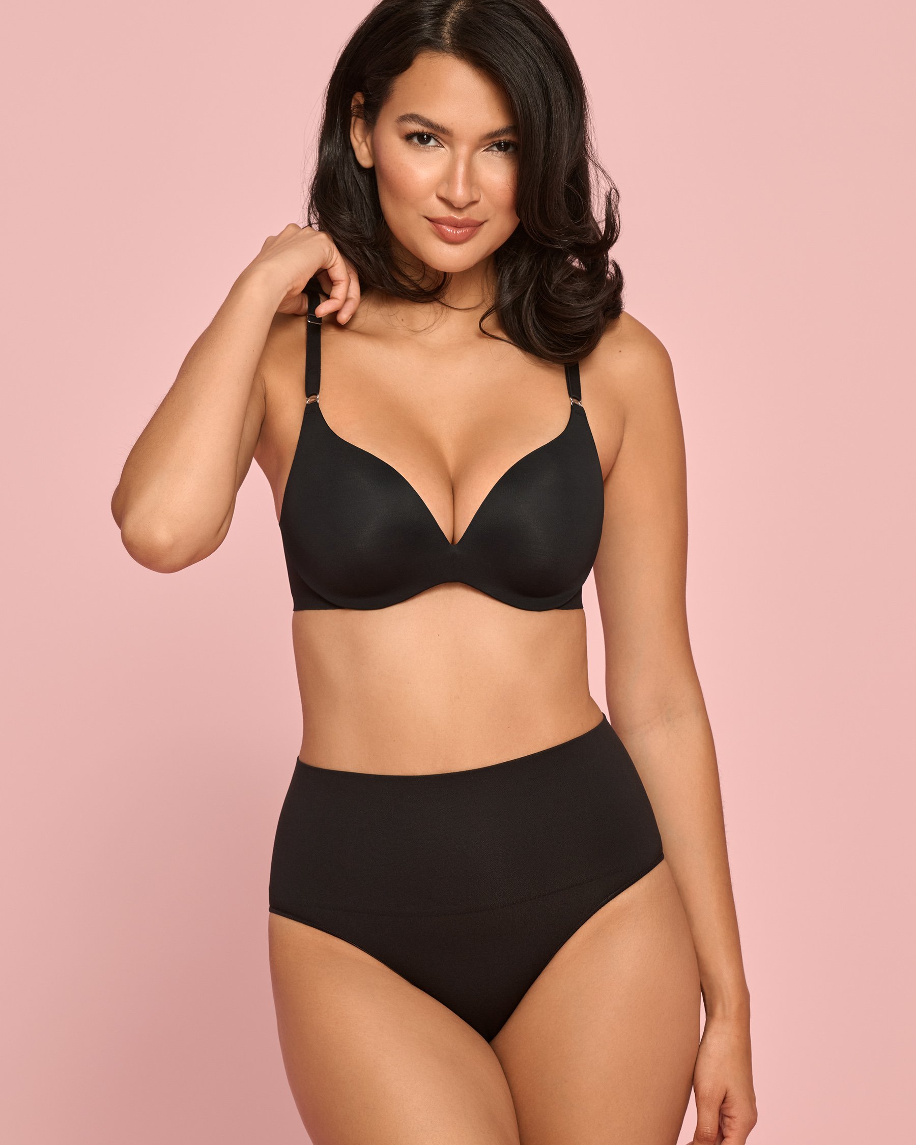 LA VIE EN ROSE Light Support Seamless Fabric High Waist Shaper Bikini Black 30200007 - View1