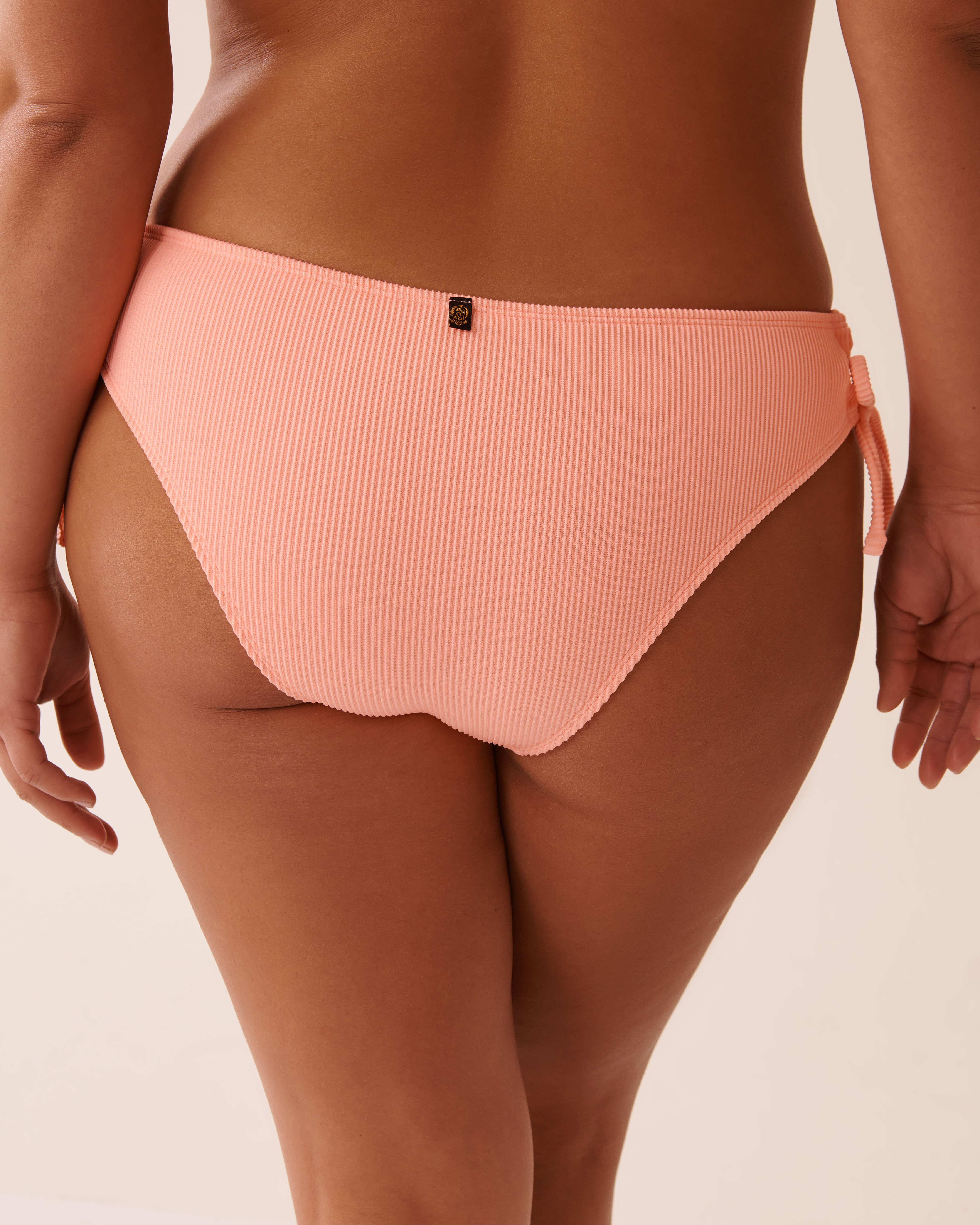 LA VIE EN ROSE AQUA CORAL PINK Ribbed Side Tie Cheeky Bikini Bottom Coral Pink 70300766 - View5