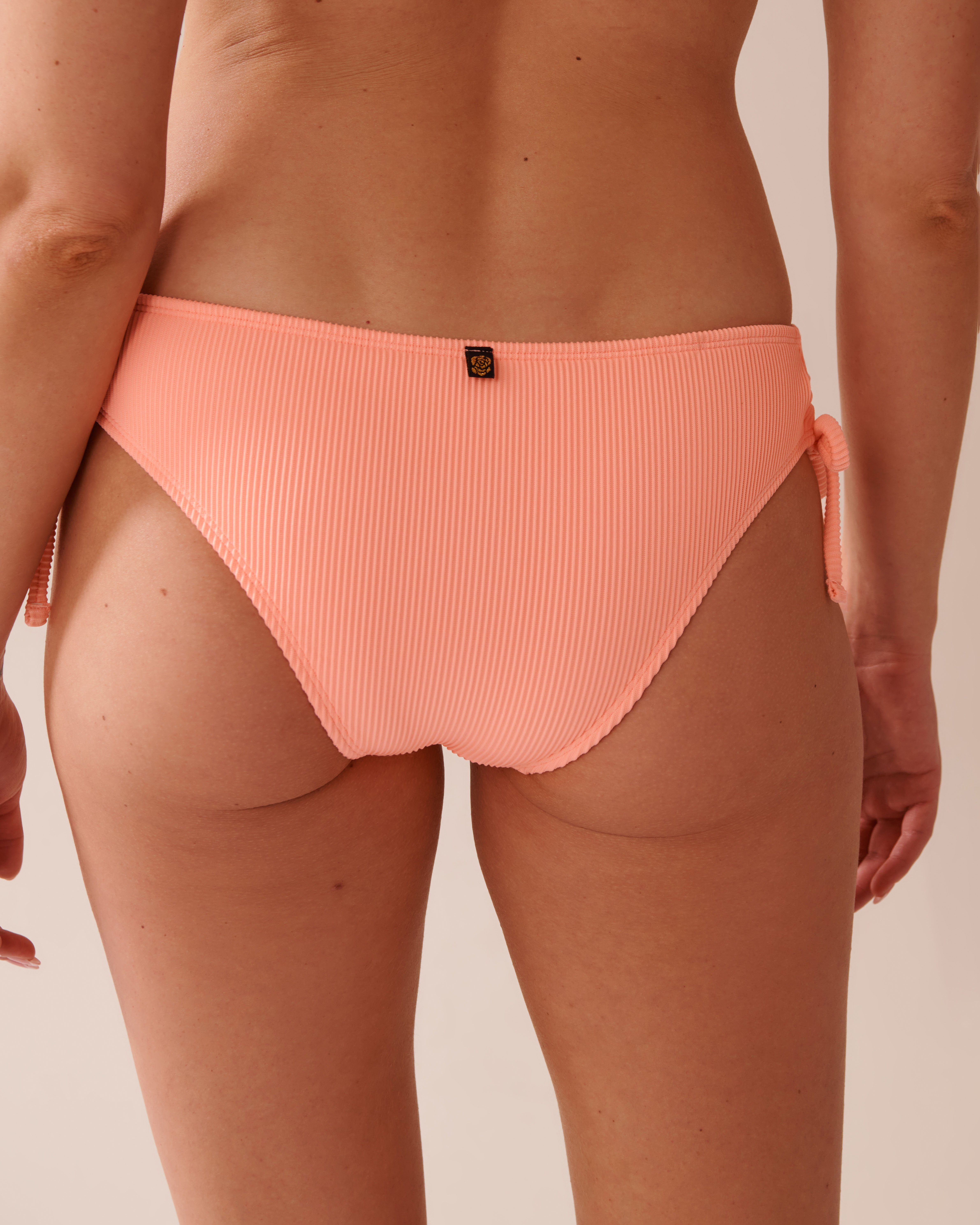 LA VIE EN ROSE AQUA CORAL PINK Ribbed Side Tie Cheeky Bikini Bottom Coral Pink 70300766 - View2
