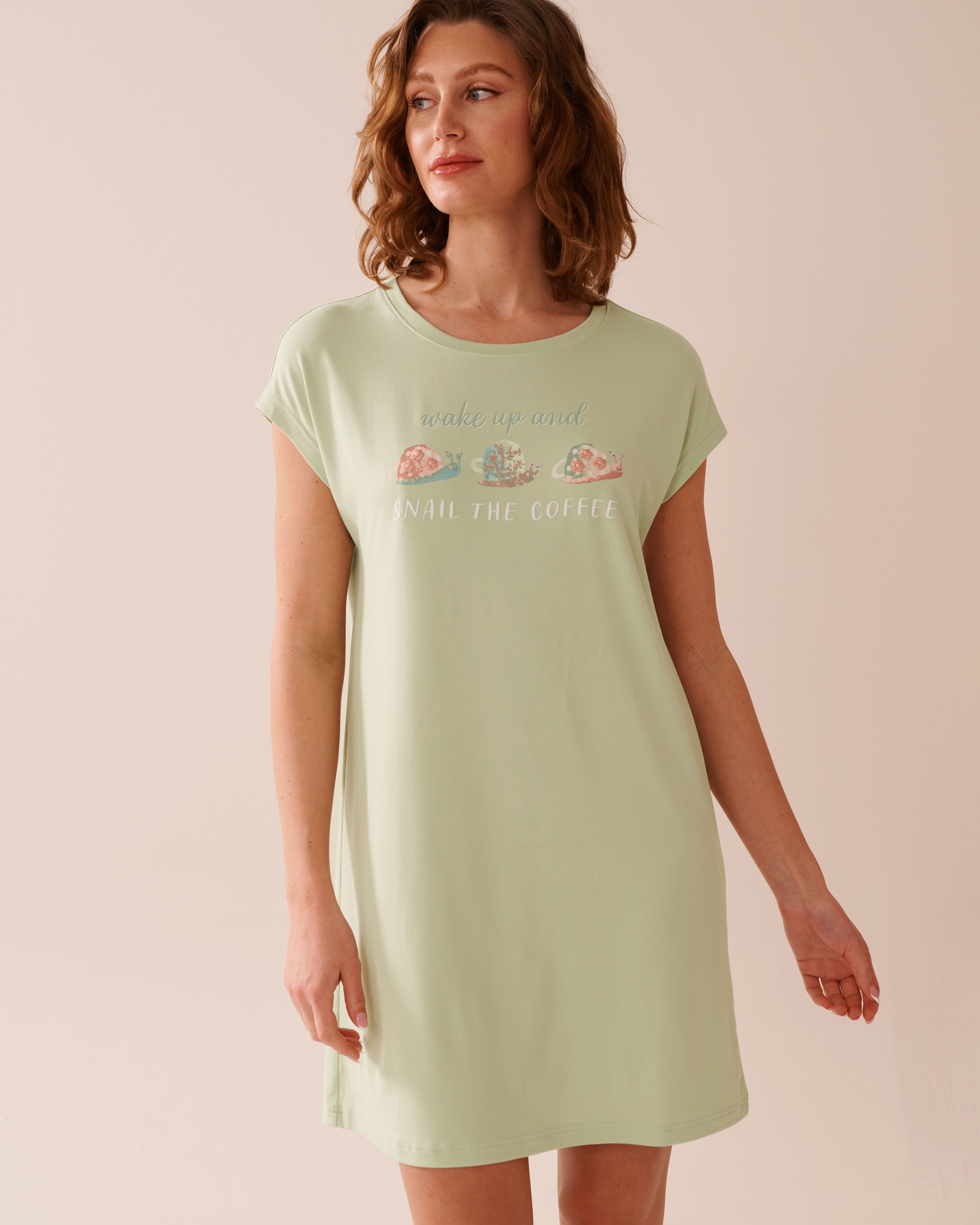 LA VIE EN ROSE Snail Print Super Soft Sleepshirt Meadow Green 40500432 - View1