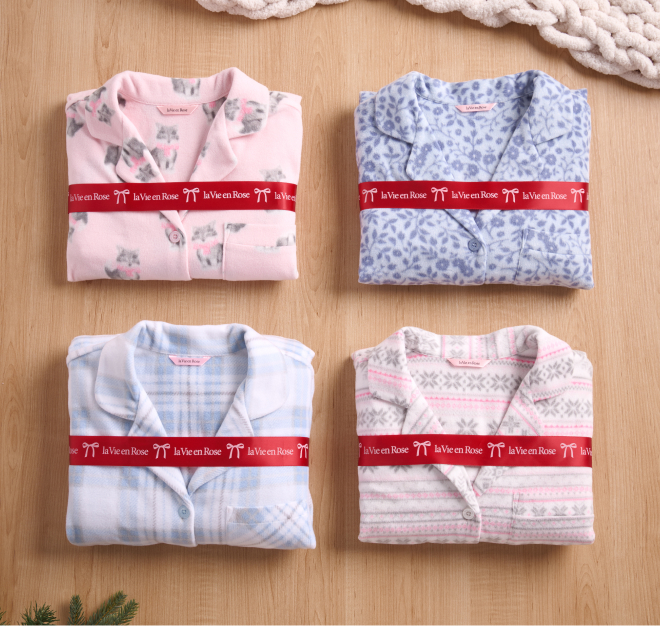 Folded red Christmas pajama