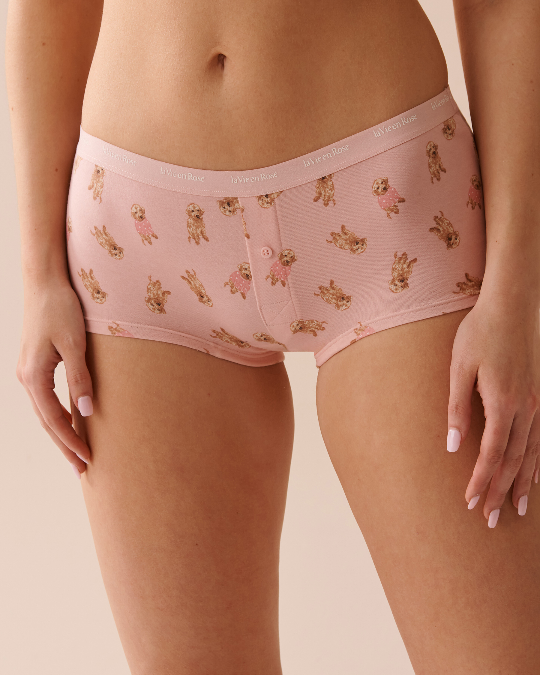 LA VIE EN ROSE Cotton Boyleg Panty Pink Dog Print 20100474 - View1