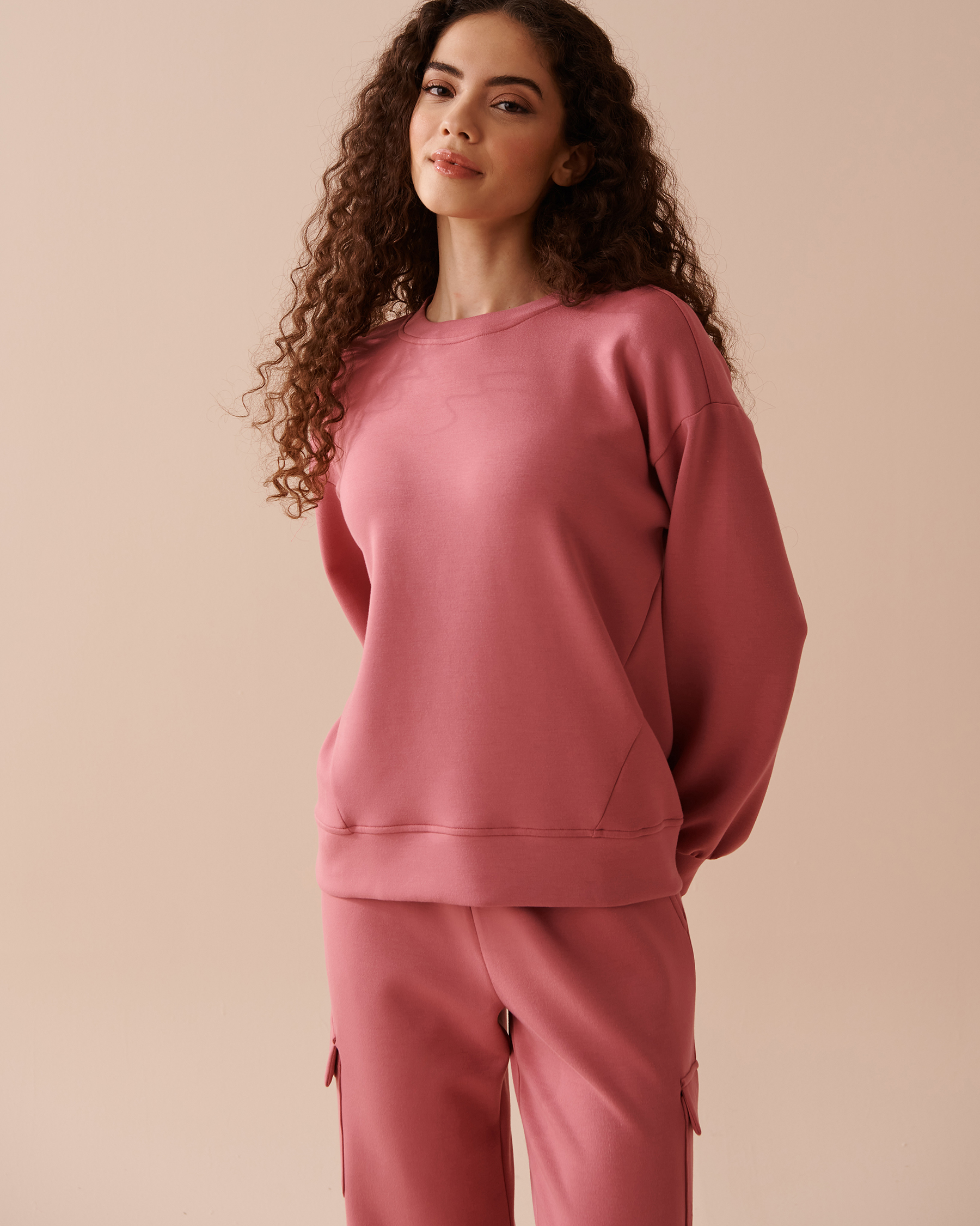 LA VIE EN ROSE Crew Neck Sweatshirt Dusty Pink 50100090 - View1