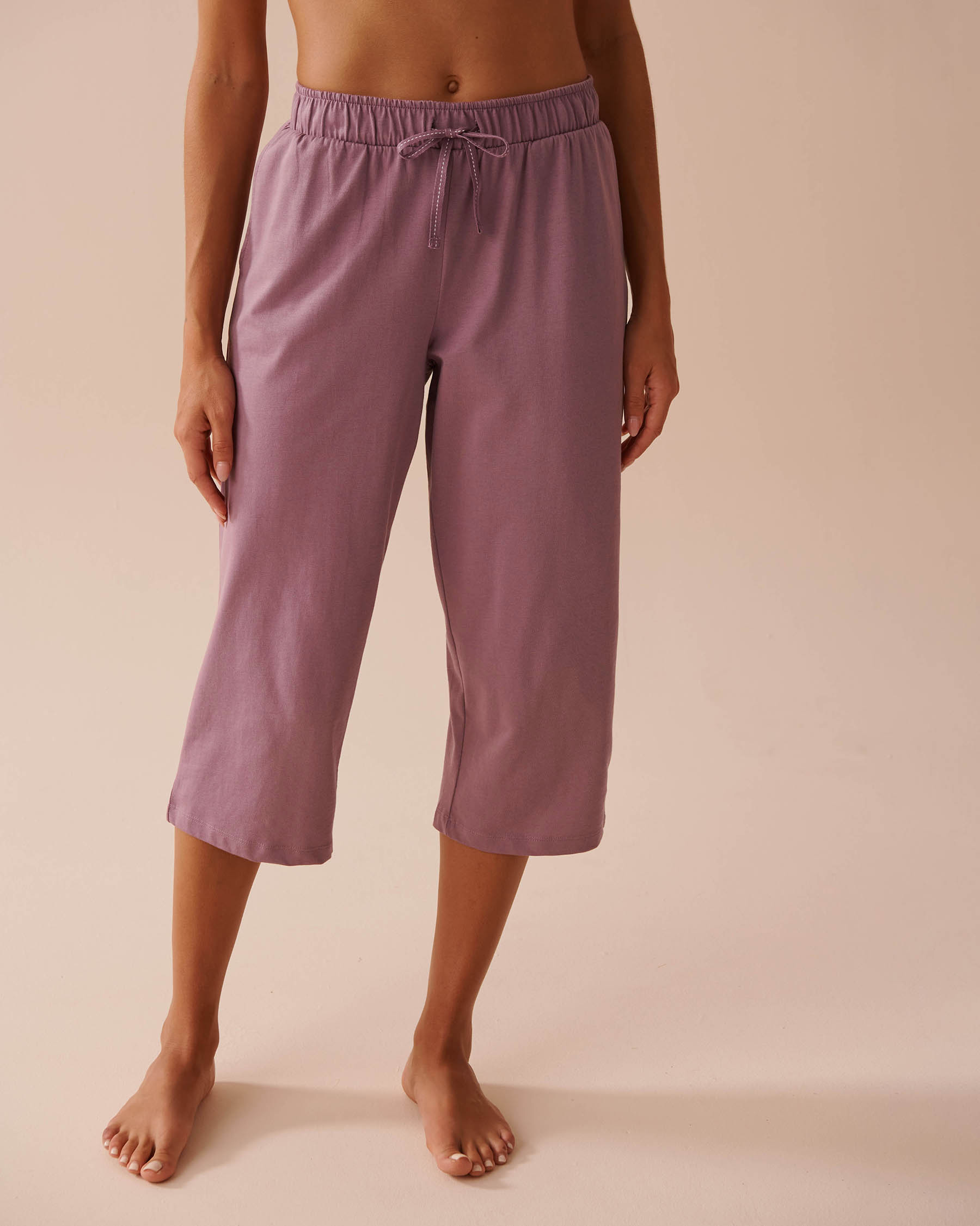 LA VIE EN ROSE Solid Cotton Pajama Capris Dusty Orchid 40200608 - View1