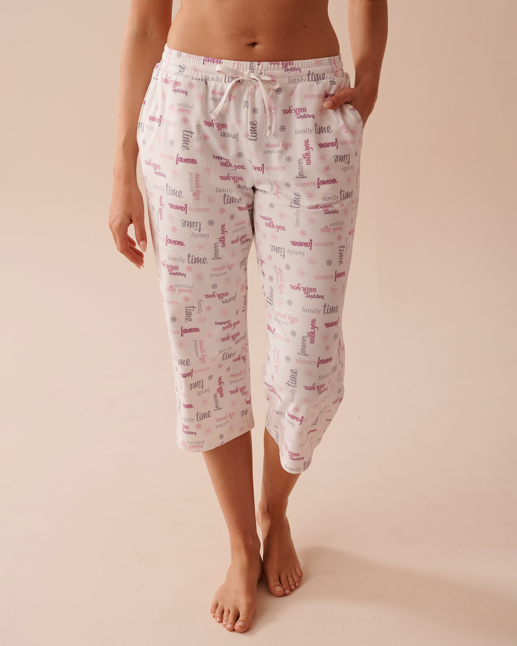 LA VIE EN ROSE Cozy Pajama Capris Quotes 40200614 - View1